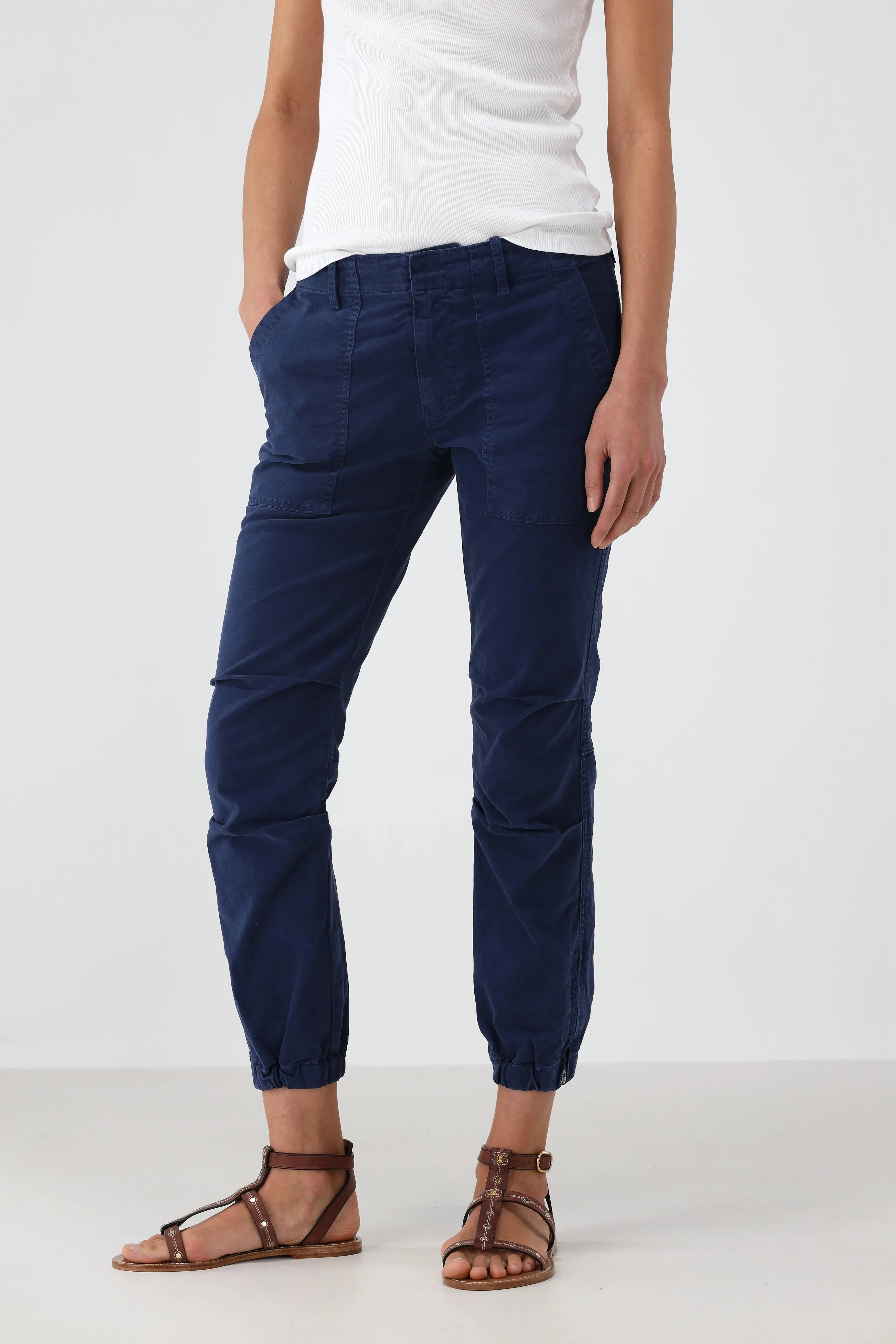 Hose Cropped Military in Marine Blue