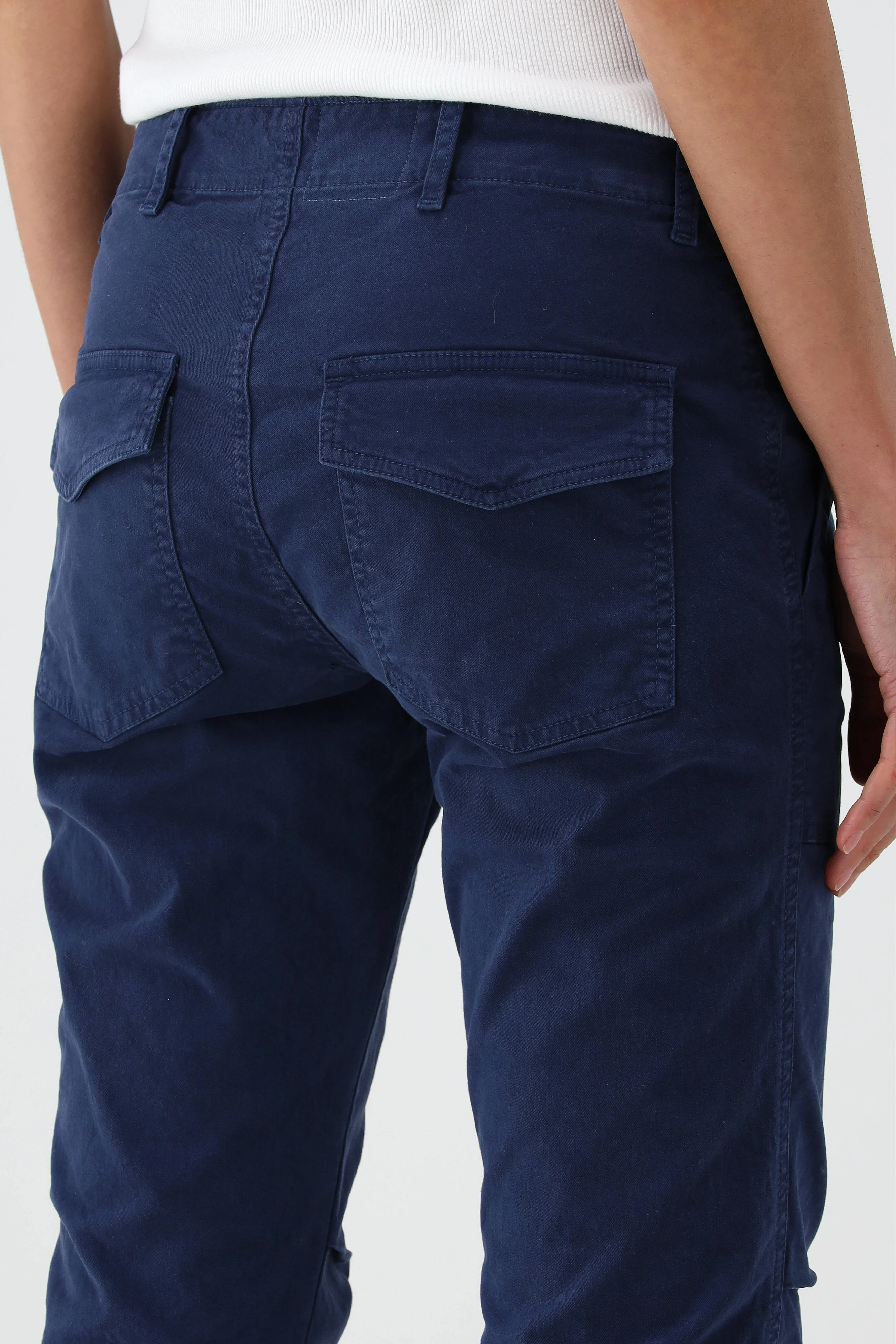 Hose Cropped Military in Marine Blue