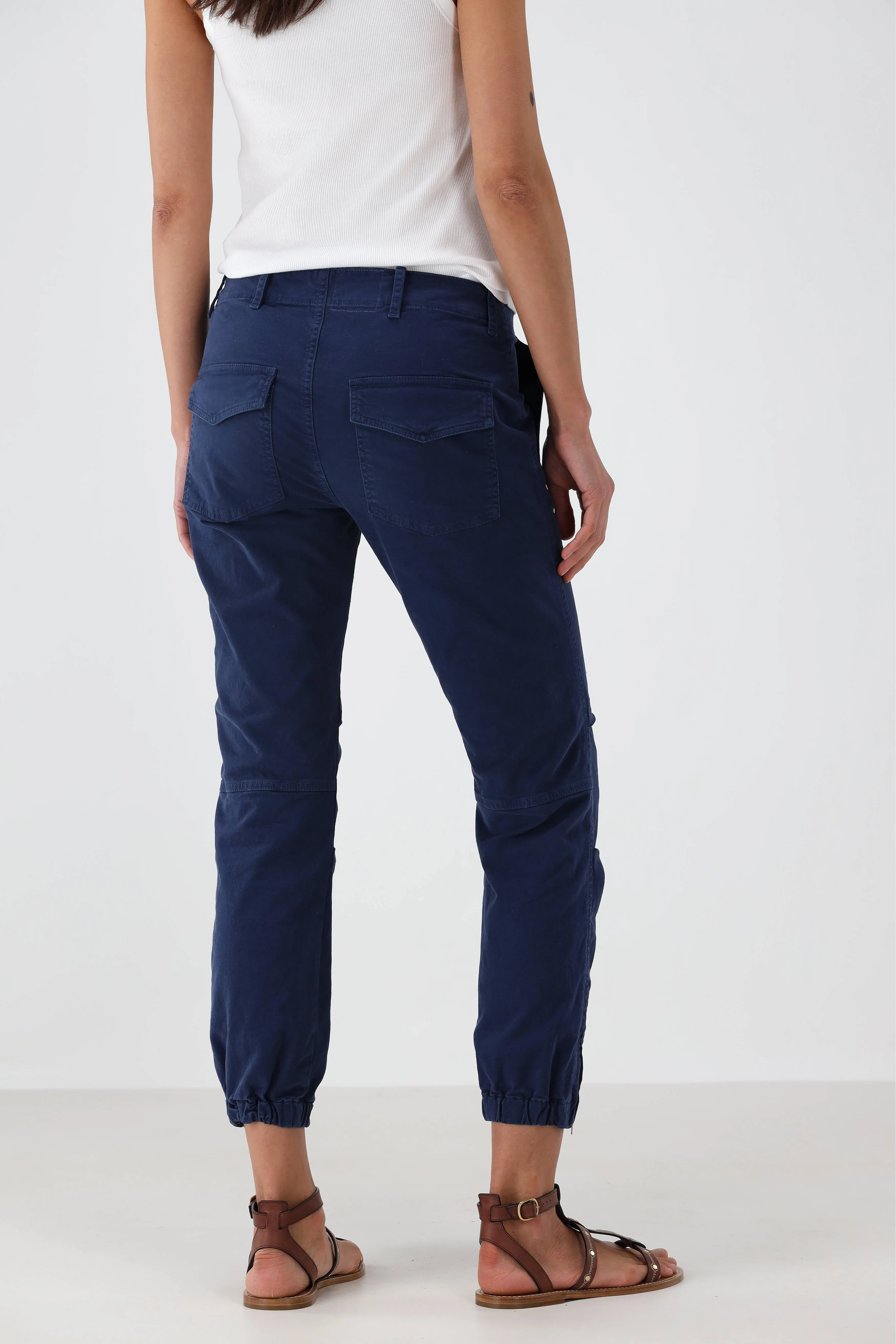 Hose Cropped Military in Marine Blue