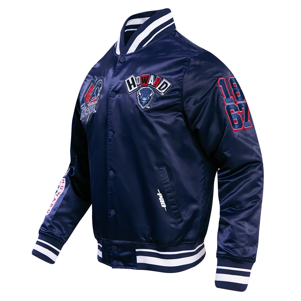 HOWARD UNIVERSITY HOMECOMING MEN'S RIB SATIN JACKET (MIDNIGHT NAVY)