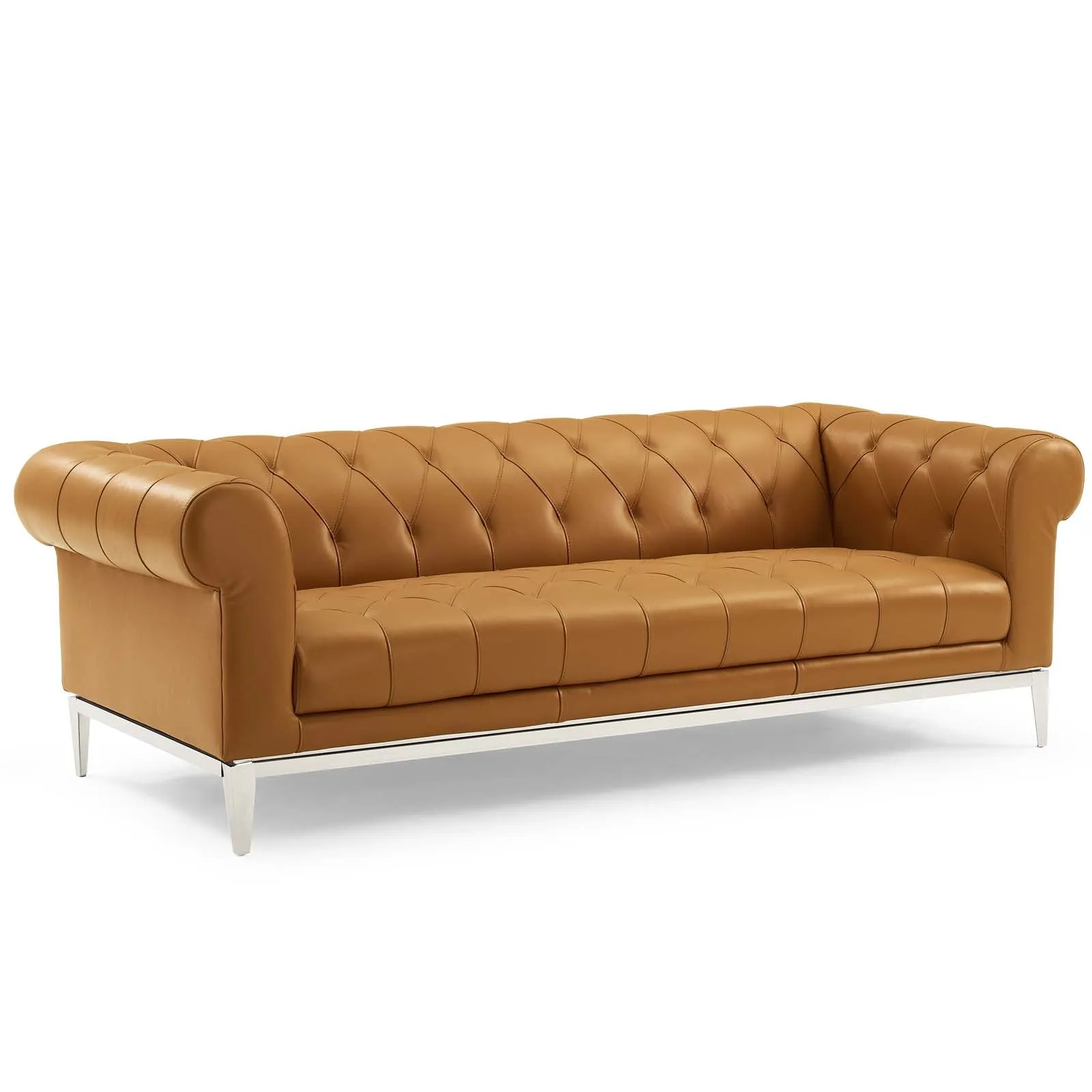 Idyll Tufted Button Upholstered Leather Chesterfield Sofa