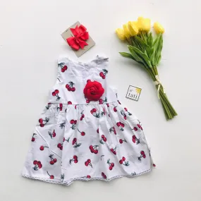 Iris Dress in White Cherries