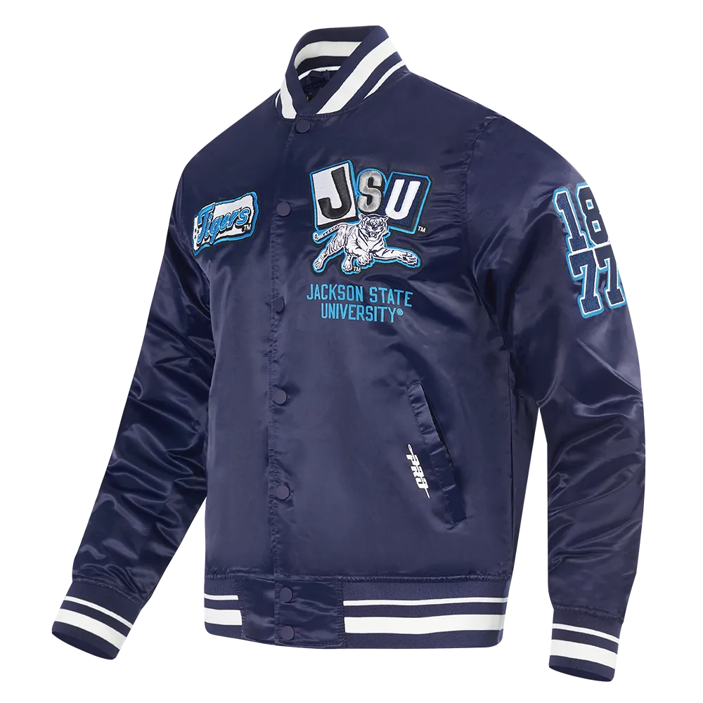 JACKSON STATE UNIVERSITY HOMECOMING MEN'S RIB SATIN JACKET (MIDNIGHT NAVY)