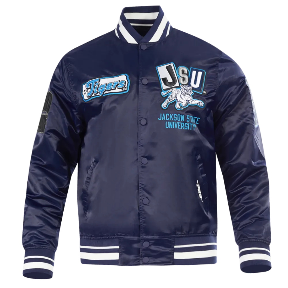 JACKSON STATE UNIVERSITY HOMECOMING MEN'S RIB SATIN JACKET (MIDNIGHT NAVY)