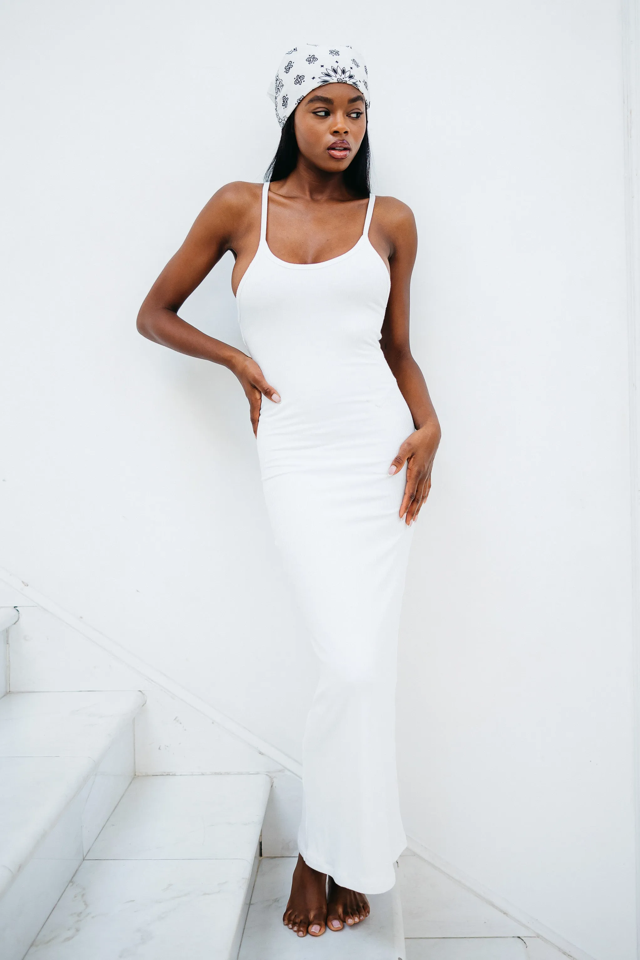 Jennifer Dress Ribbed - White