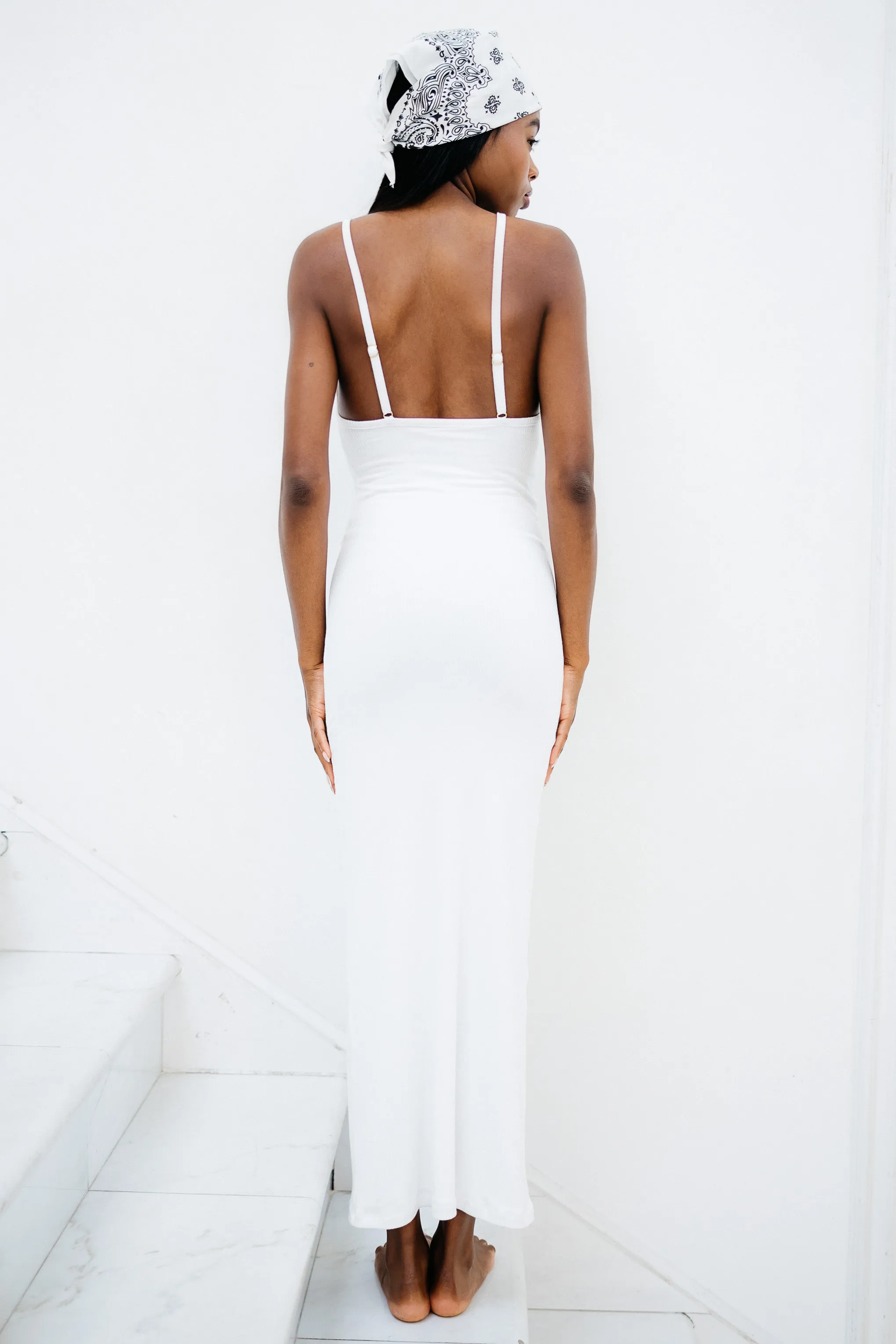 Jennifer Dress Ribbed - White