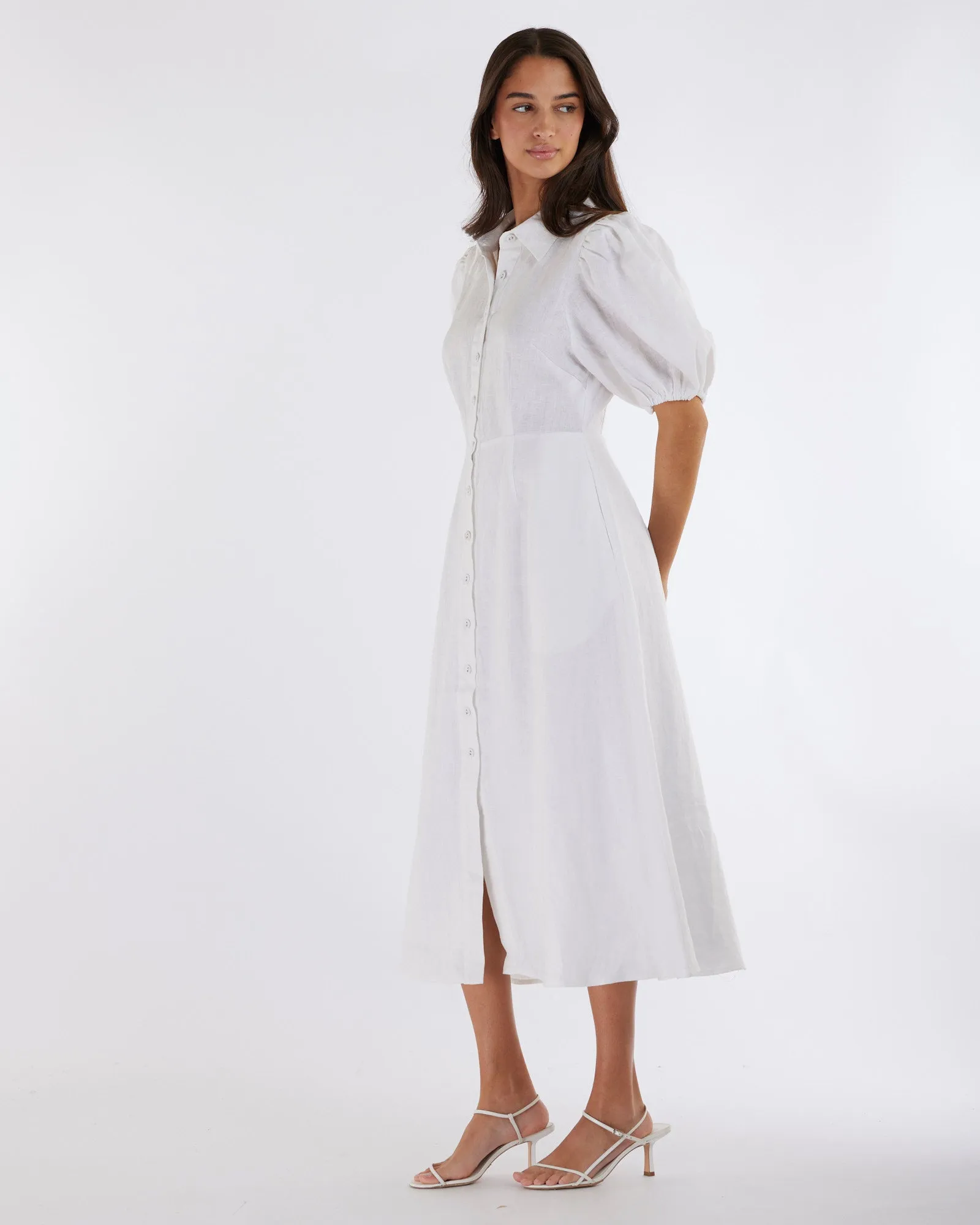 White Julius Midi Dress - Premium Quality Linen