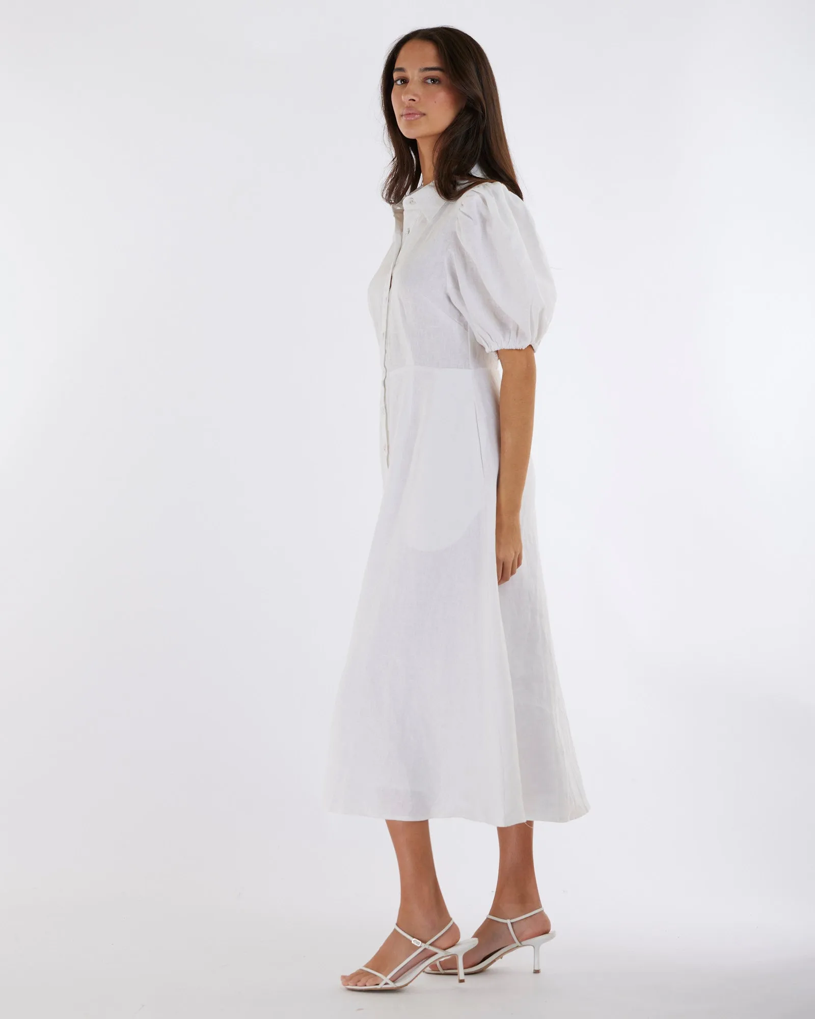 White Julius Midi Dress - Premium Quality Linen