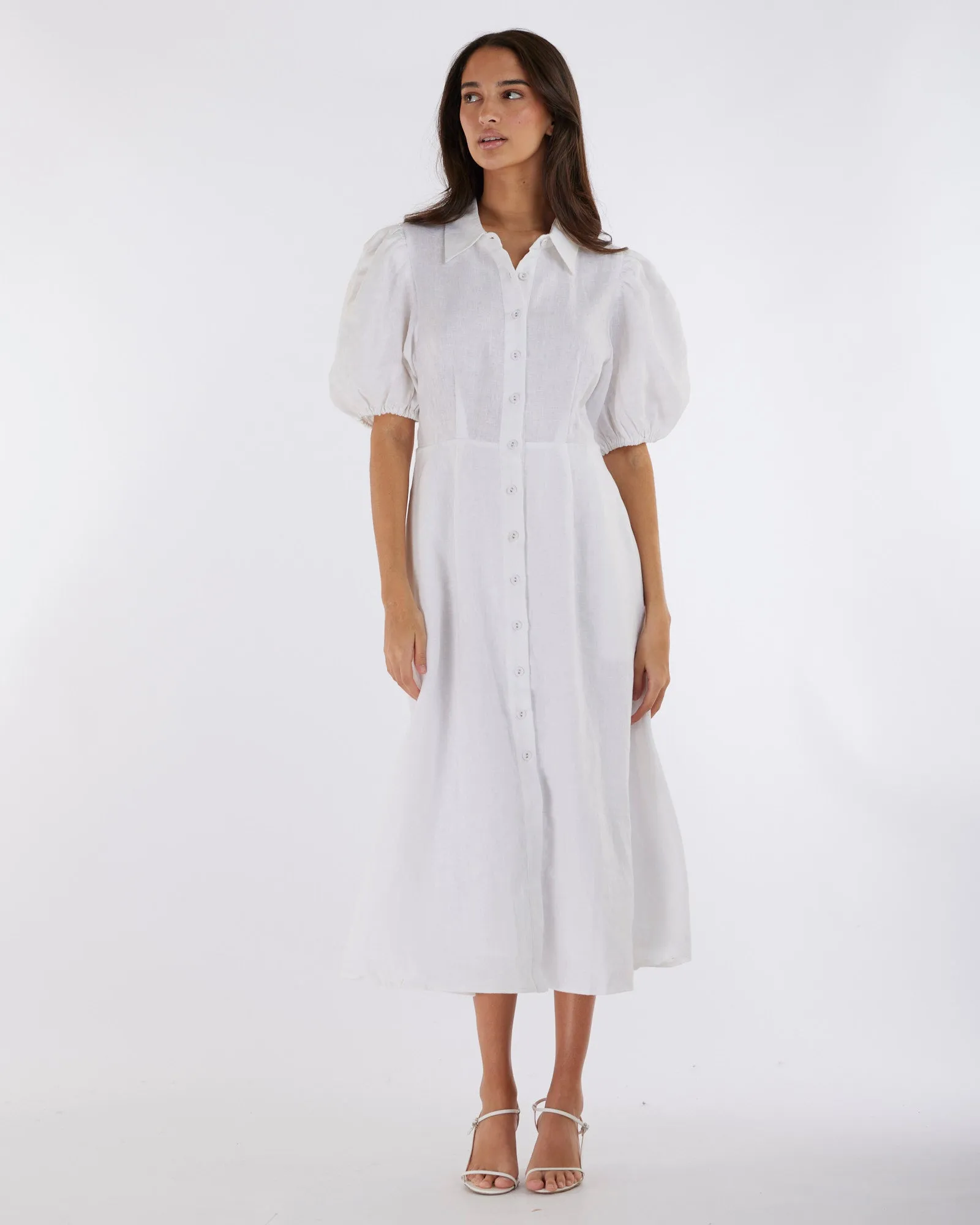 White Julius Midi Dress - Premium Quality Linen