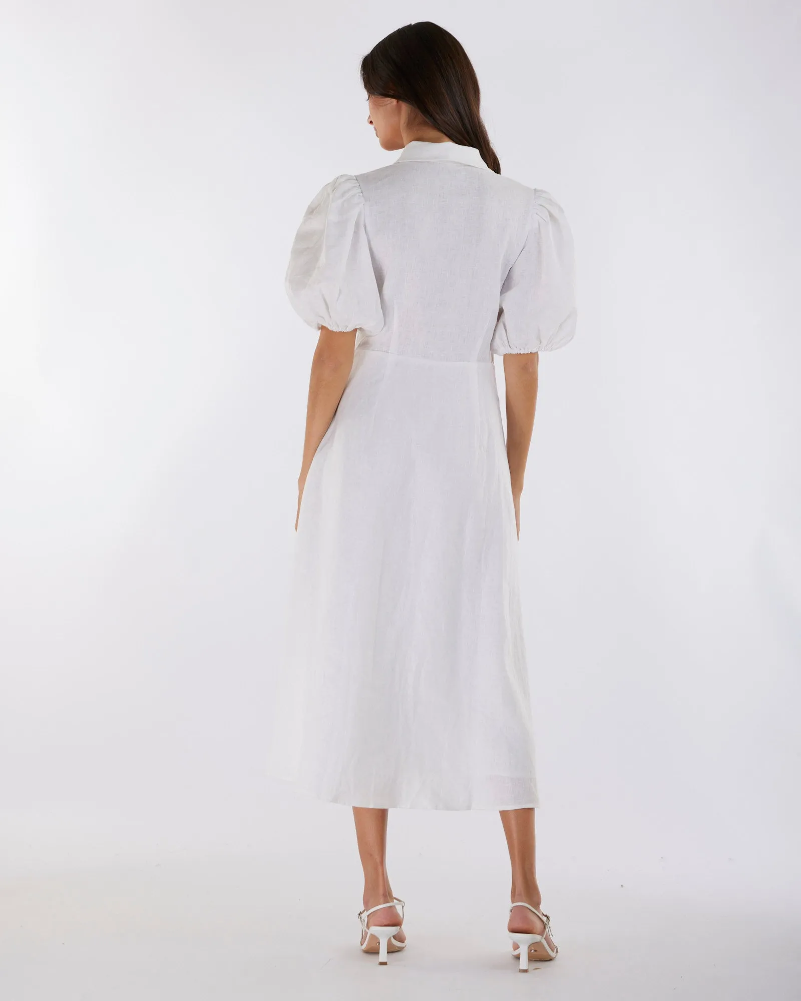 White Julius Midi Dress - Premium Quality Linen