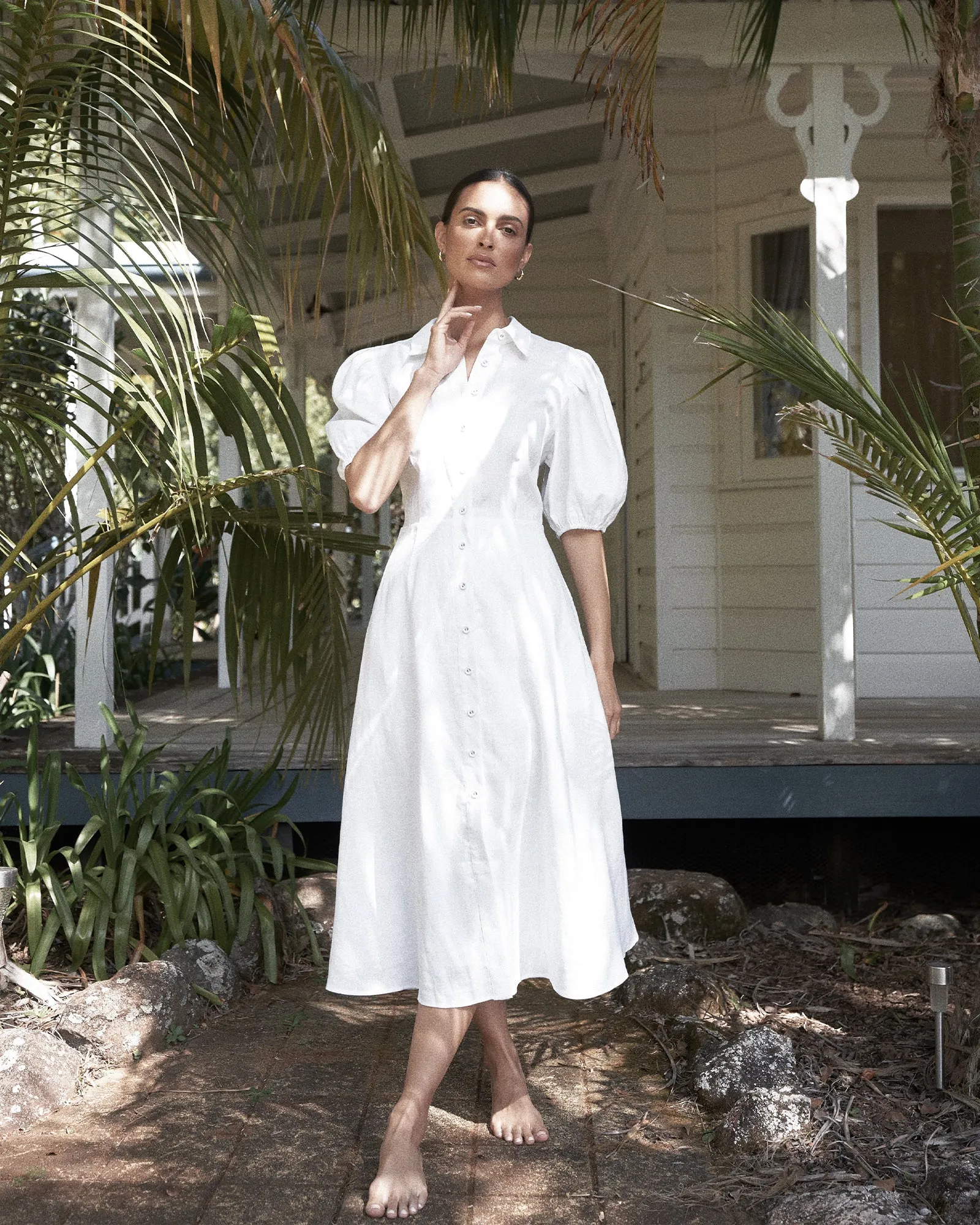 White Julius Midi Dress - Premium Quality Linen