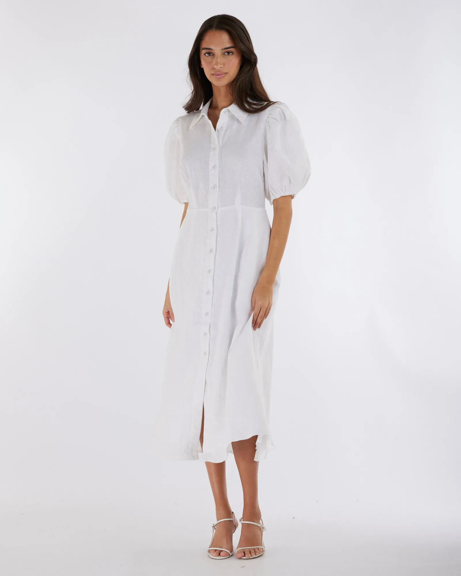 White Julius Midi Dress - Premium Quality Linen