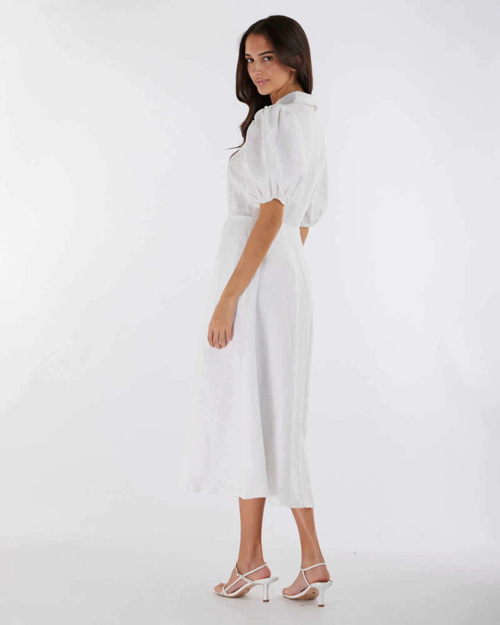 White Julius Midi Dress - Premium Quality Linen