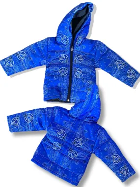 Kids blue bandanna puffer