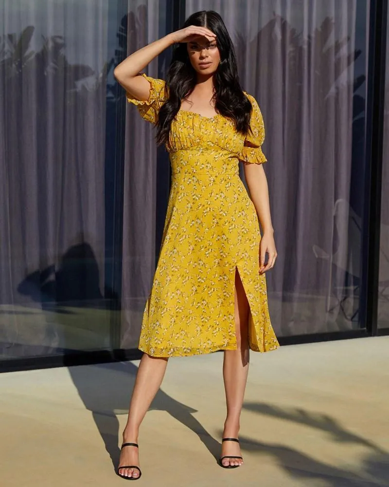 Kristen Dress - Yellow  Floral