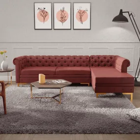 Lexis Tufted back Suede Chesterfield Sectional Sofa