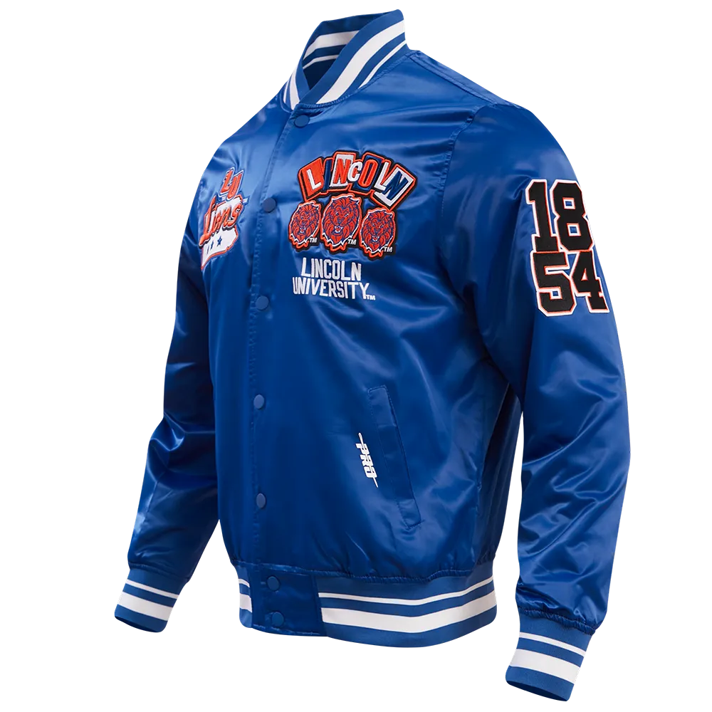 LINCOLN UNIVERSITY HOMECOMING MEN'S RIB SATIN JACKET (DODGER BLUE)