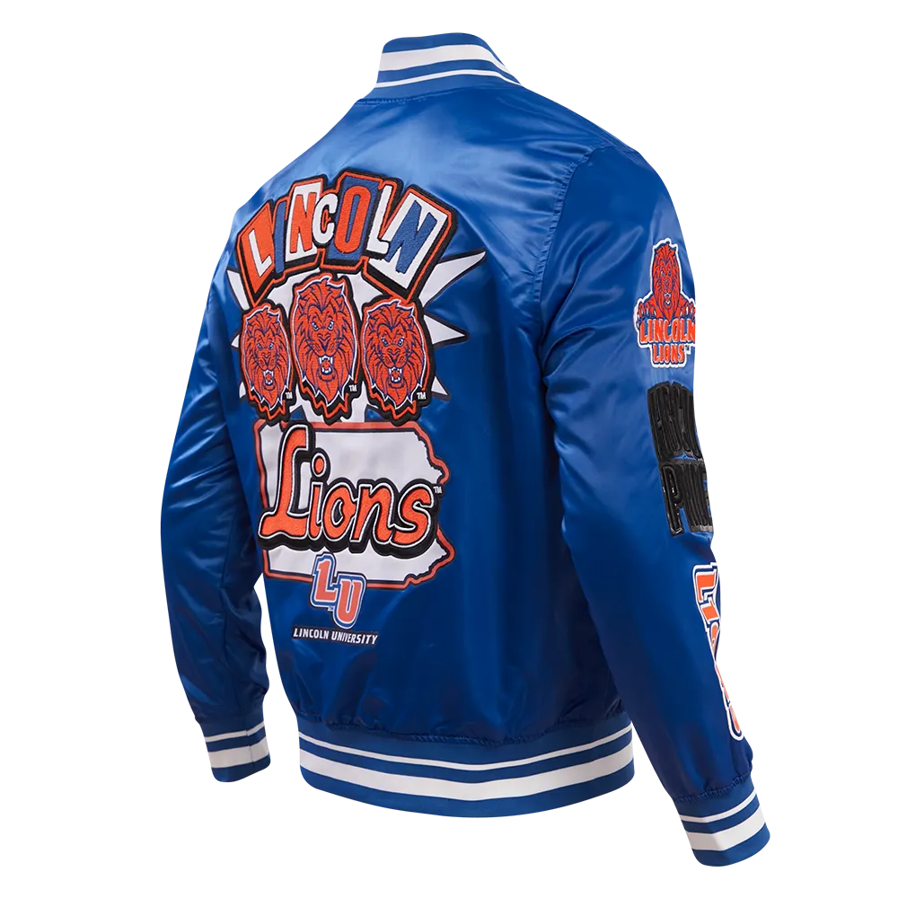 LINCOLN UNIVERSITY HOMECOMING MEN'S RIB SATIN JACKET (DODGER BLUE)