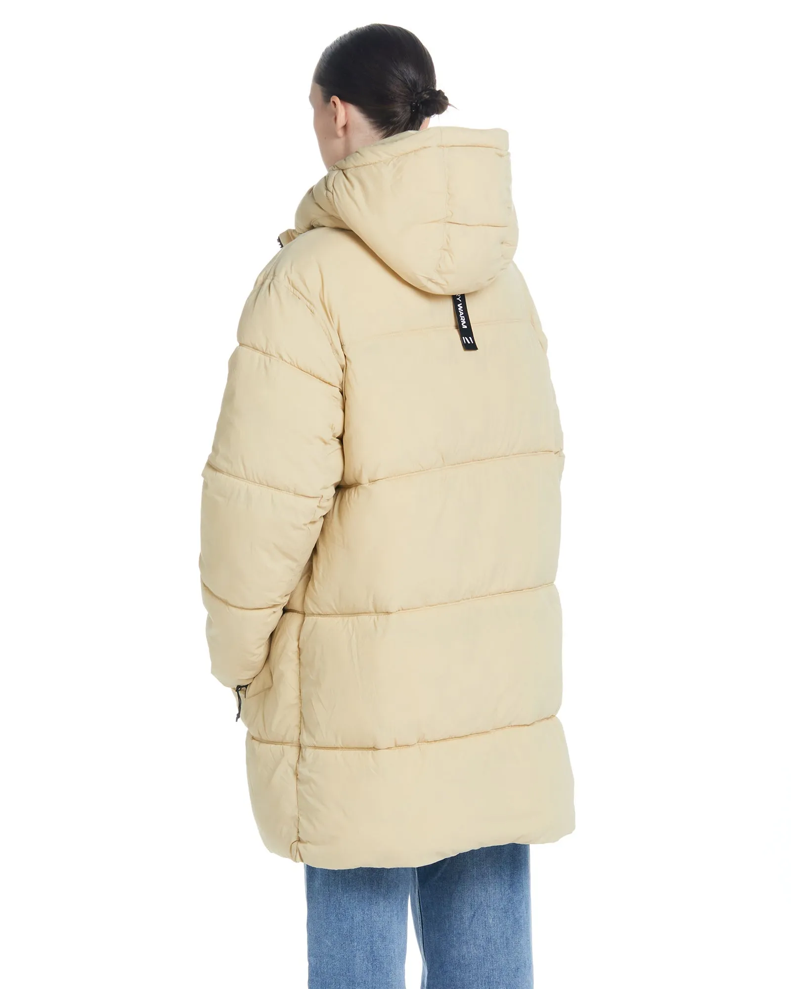 Long Hooded Puffer - Cream