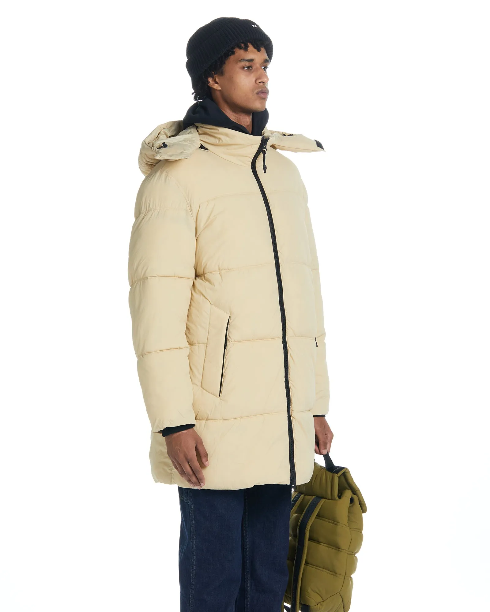 Long Hooded Puffer - Cream