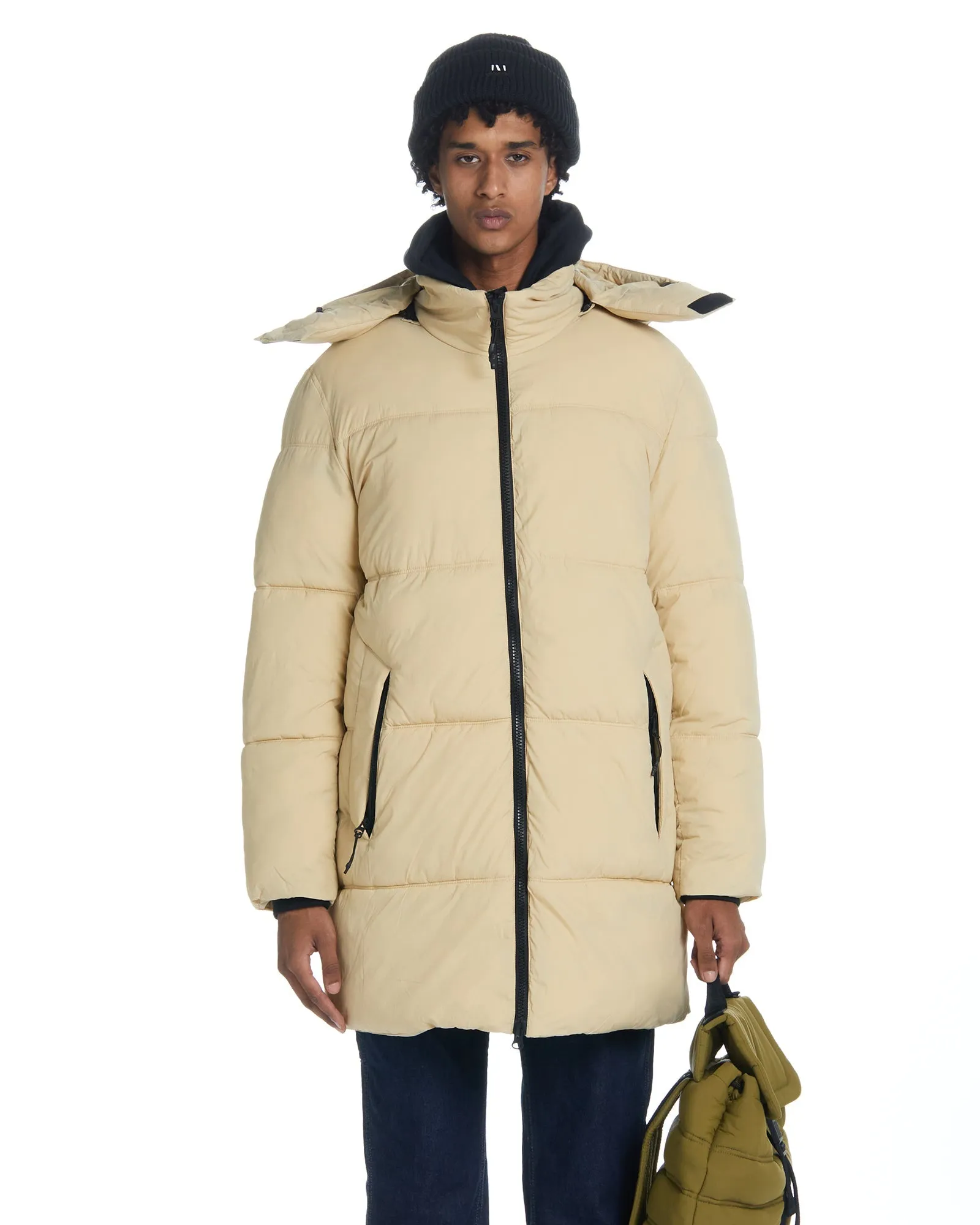 Long Hooded Puffer - Cream