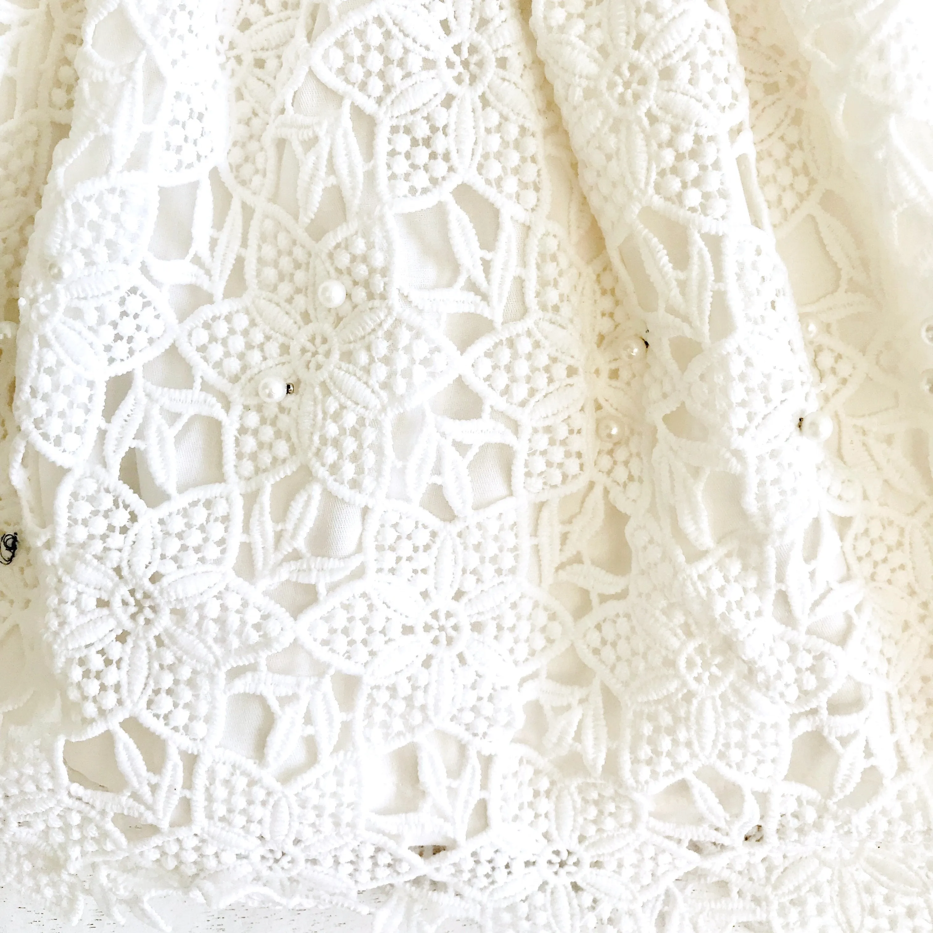 Lotus Dress in White Pearl Eyelet