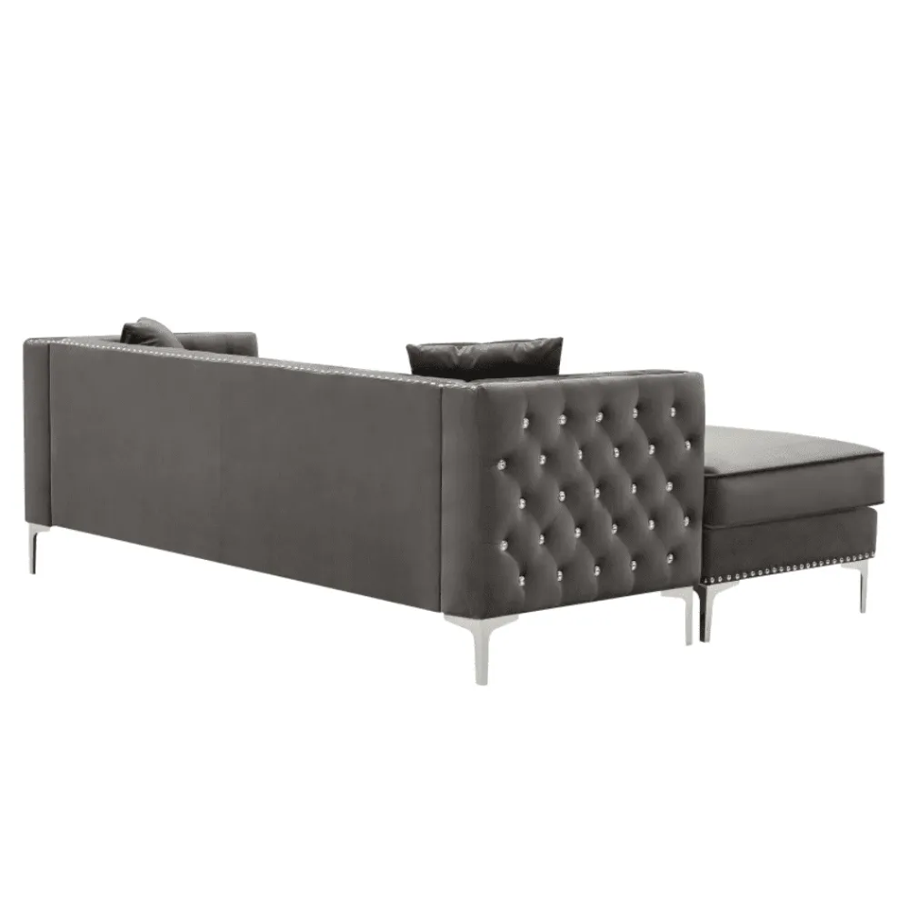 Lotus Grey Chesterfield Sectional Sofa Set