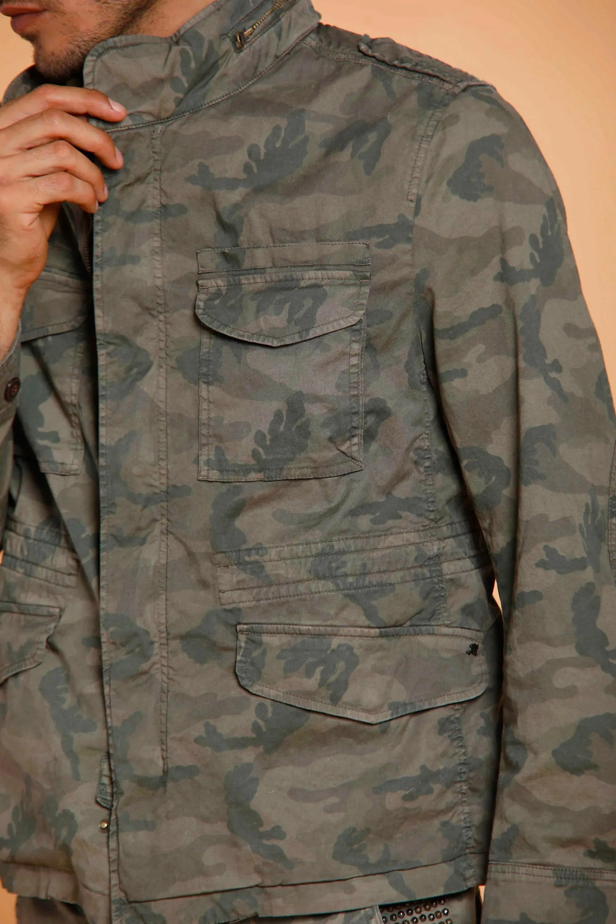 M74 Jacket field Jacket uomo in twill cotone stampa camouflage