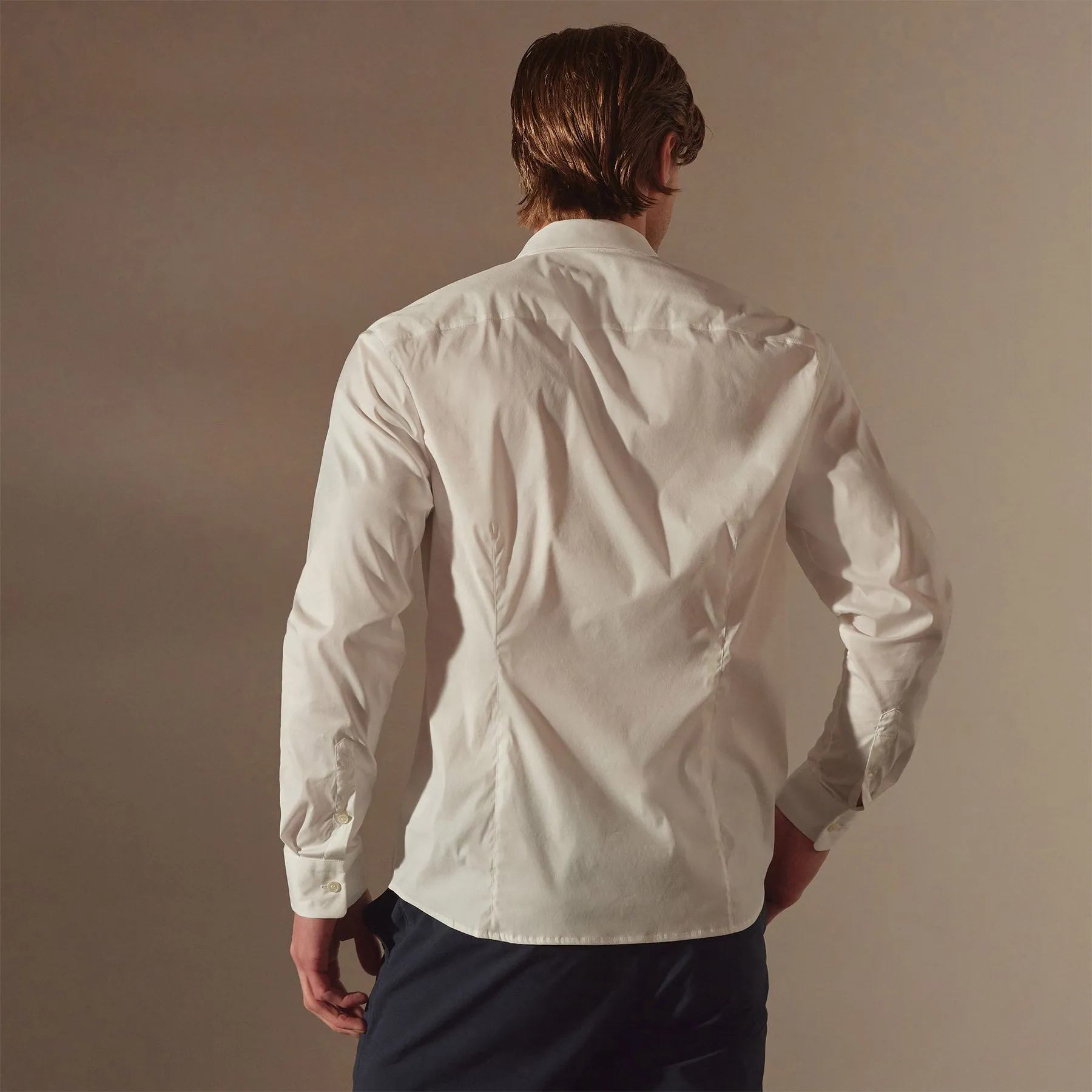 Matte Stretch Poplin Dress Shirt - White