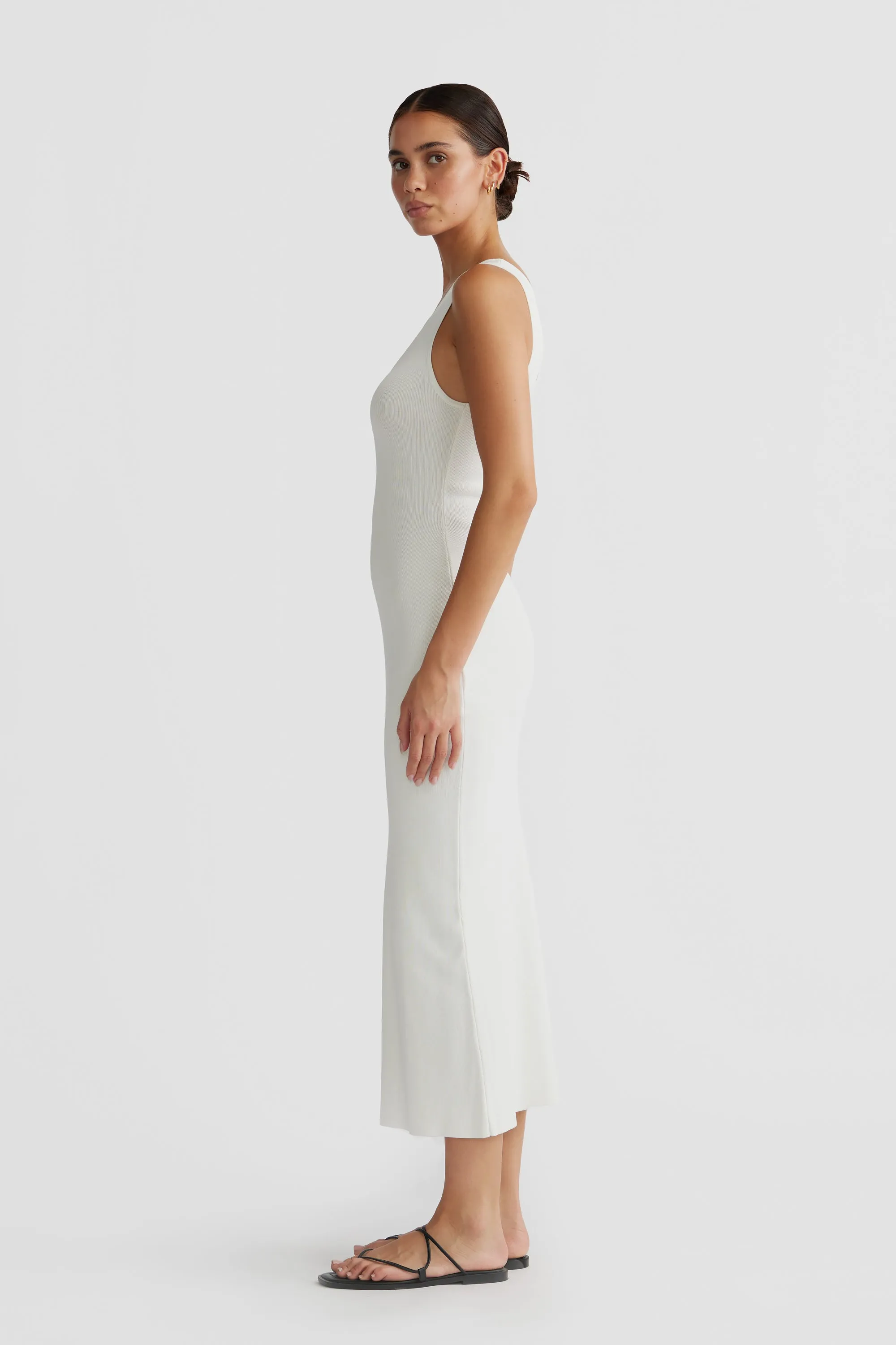 Mia Knit Midi Dress White