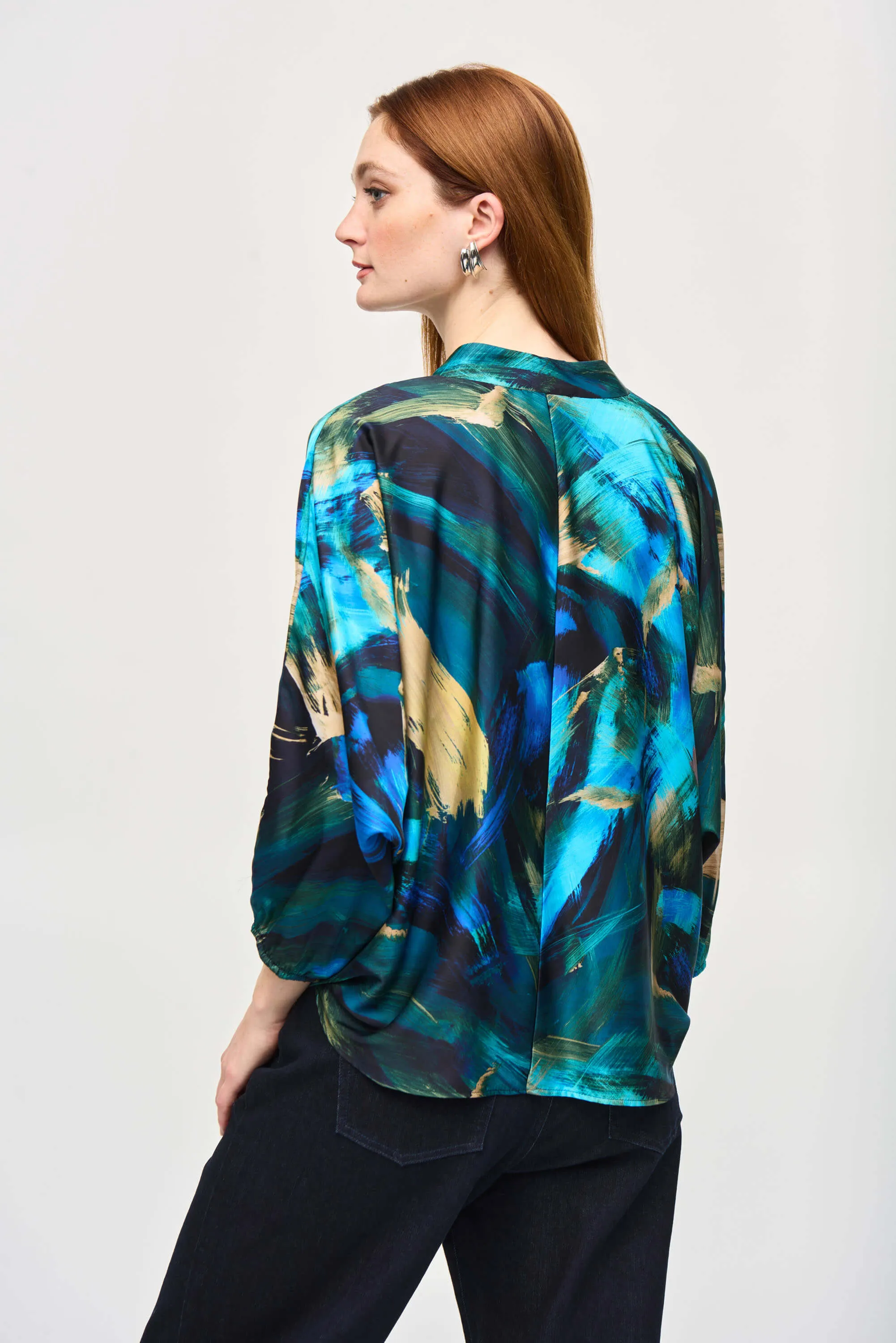 Mid Century Satin Abstract Cocoon Top 243102