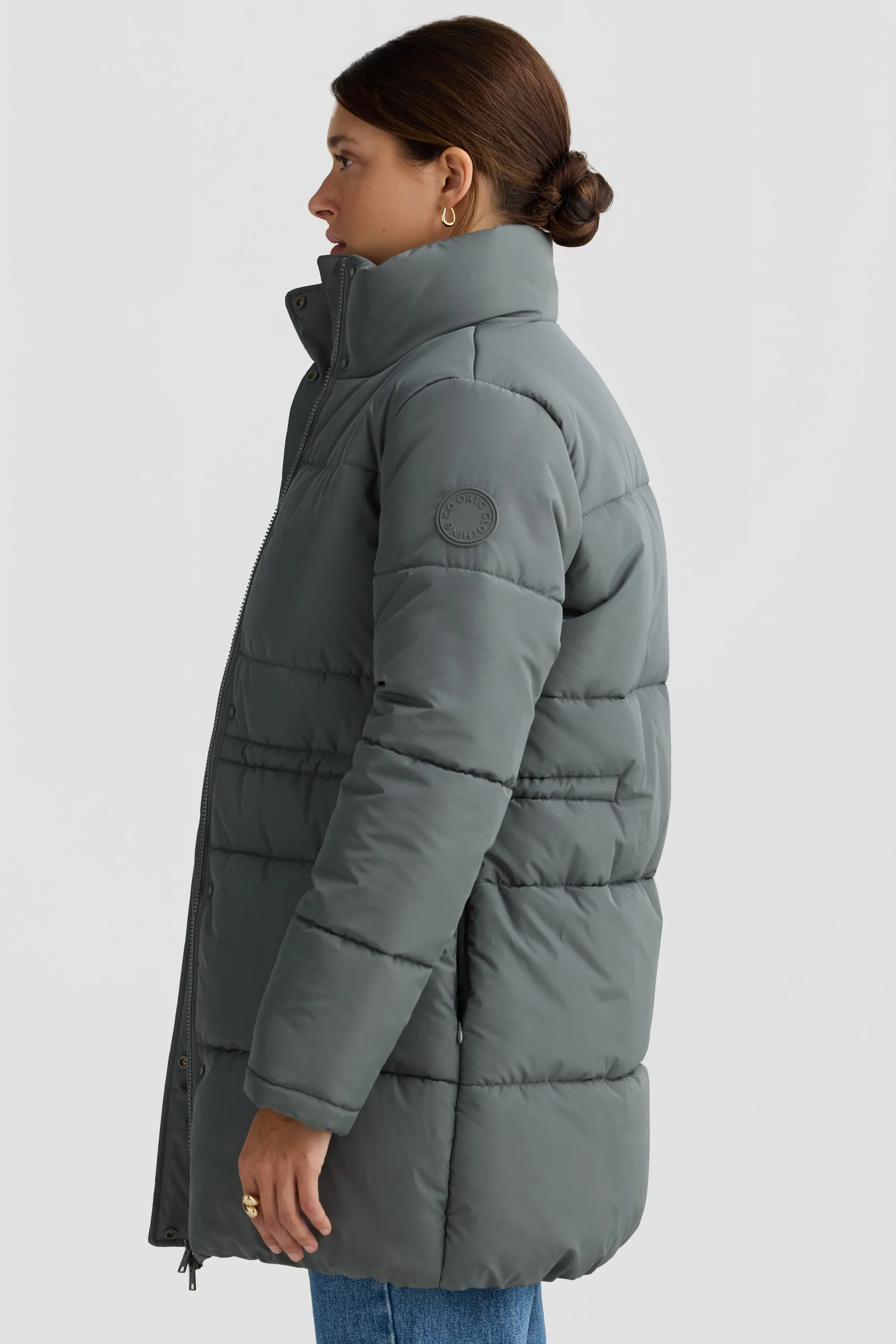 Monty Belted Mid Length Puffer Jacket Eucalyptus