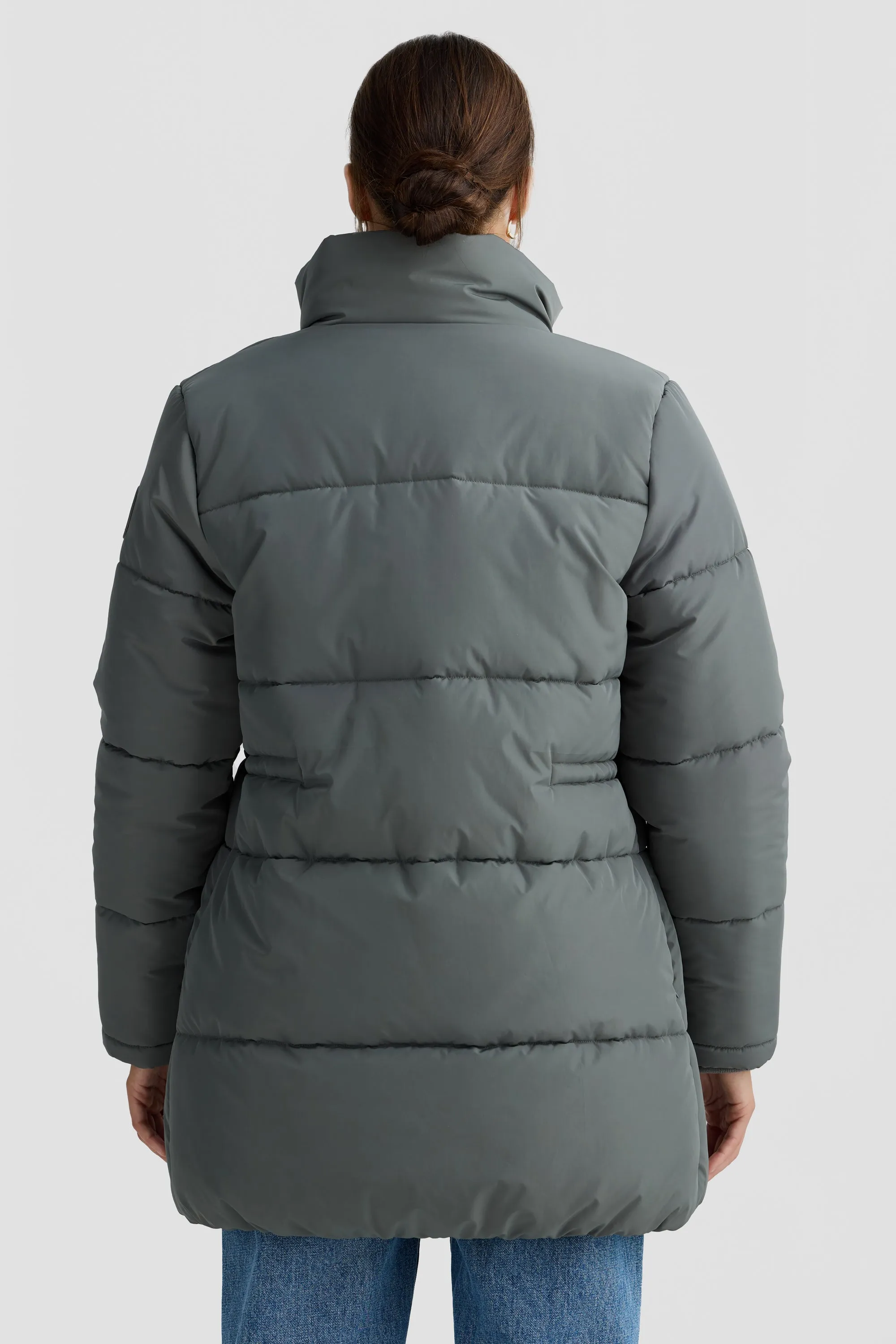 Monty Belted Mid Length Puffer Jacket Eucalyptus