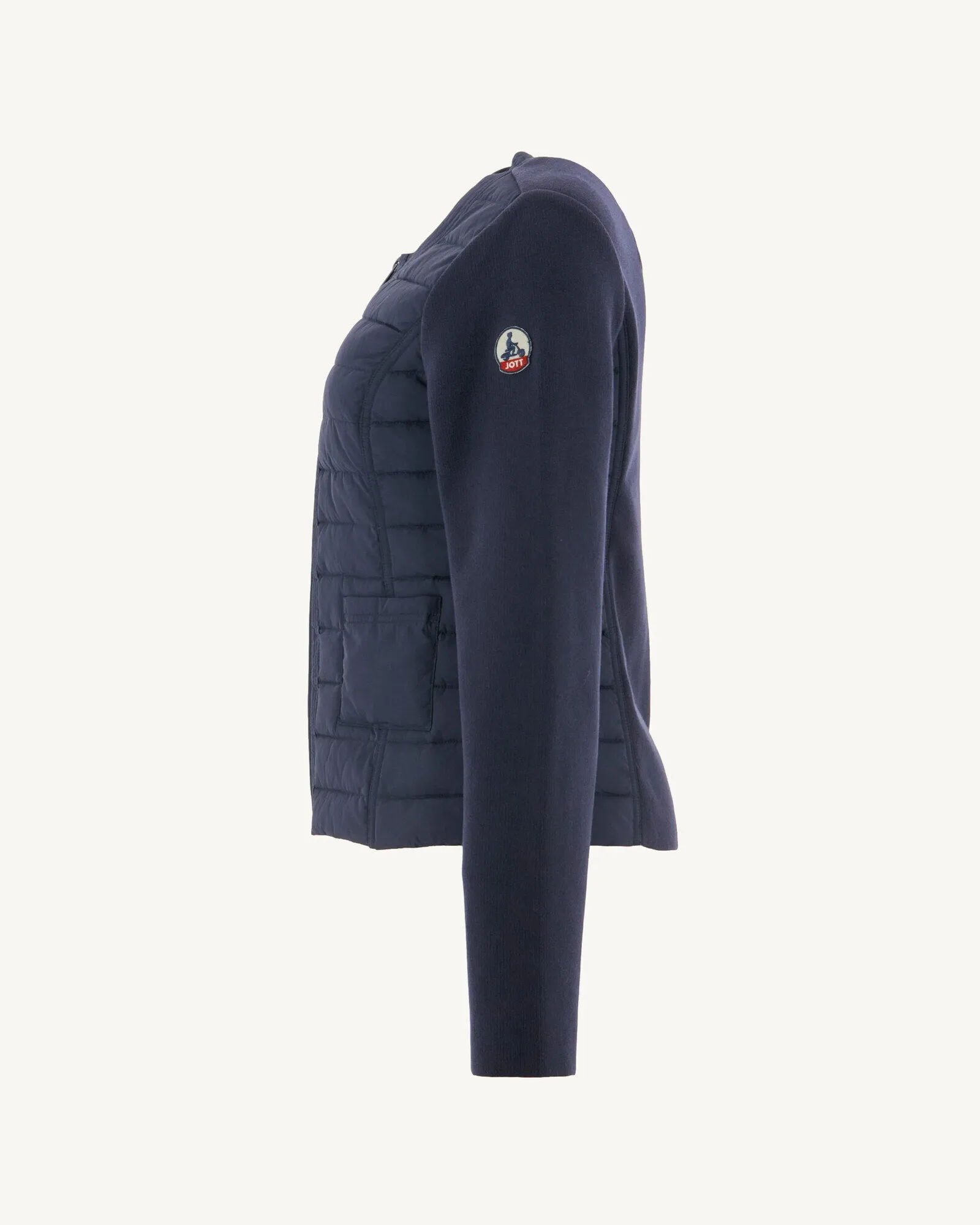 Navy Almeria lightweight bi-fabric puffer jacket