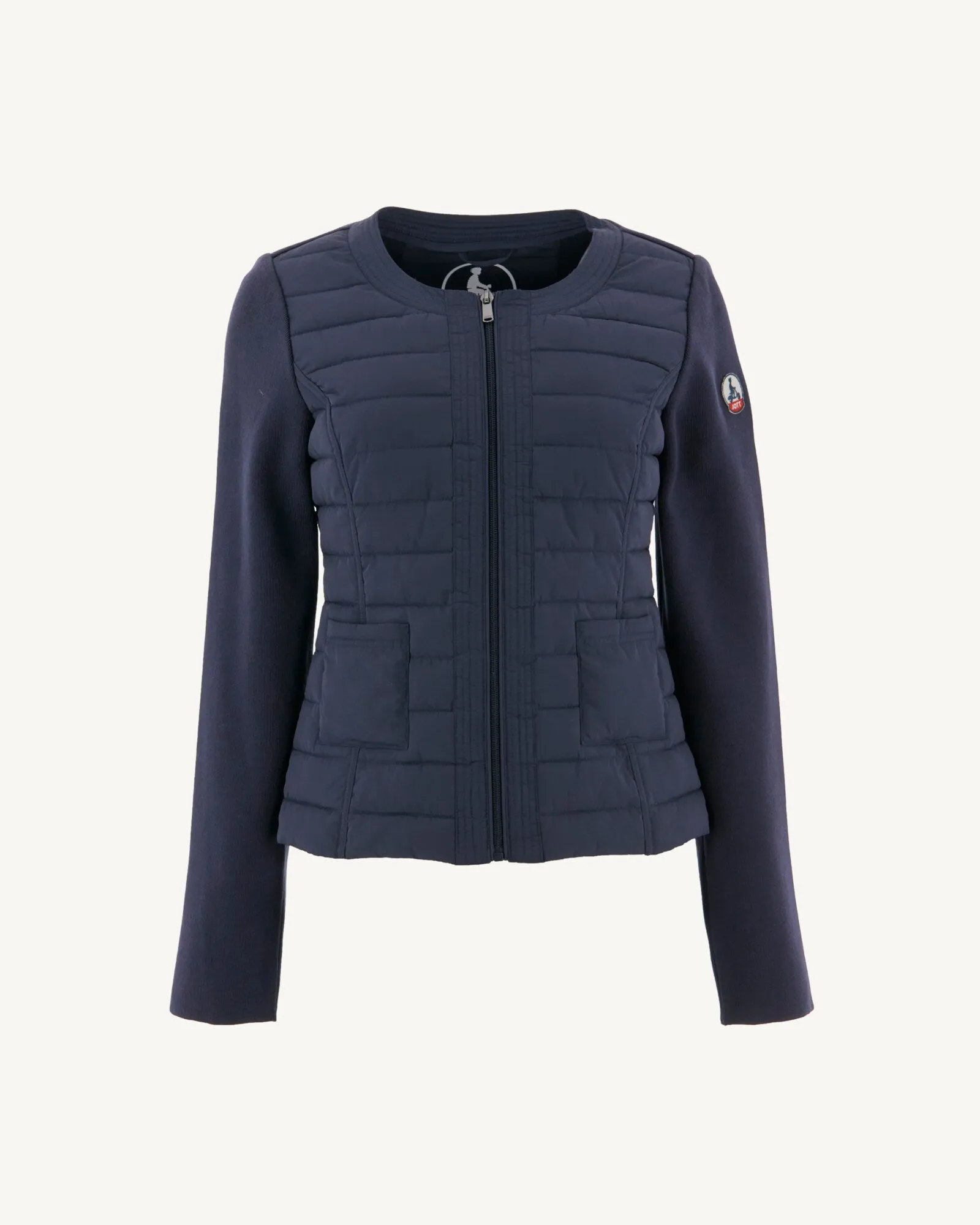 Navy Almeria lightweight bi-fabric puffer jacket