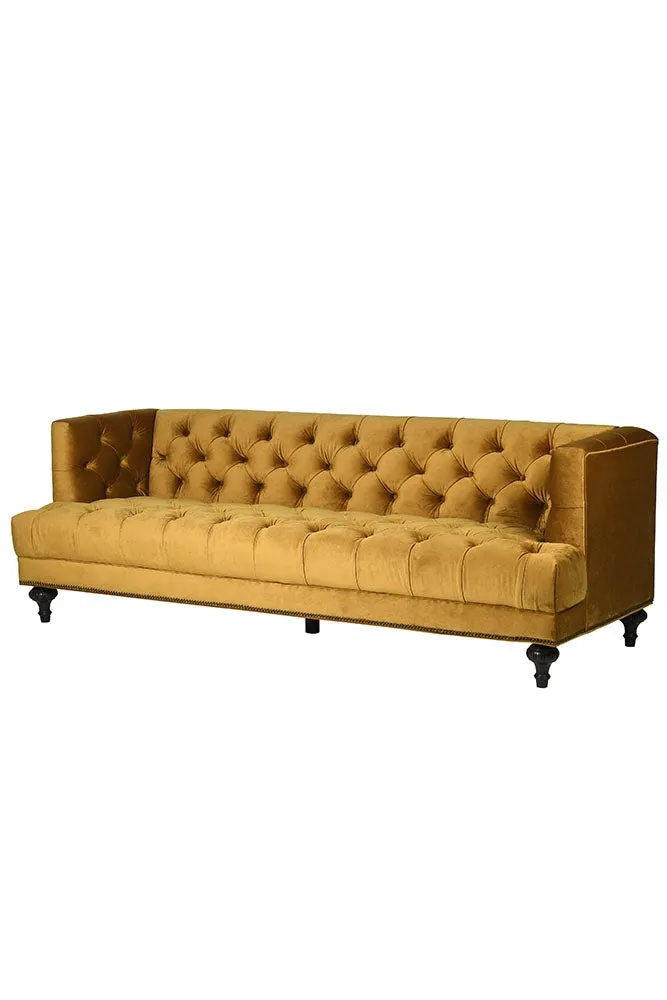 Ochre Gold Velvet Chesterfield 3 Seater Sofa