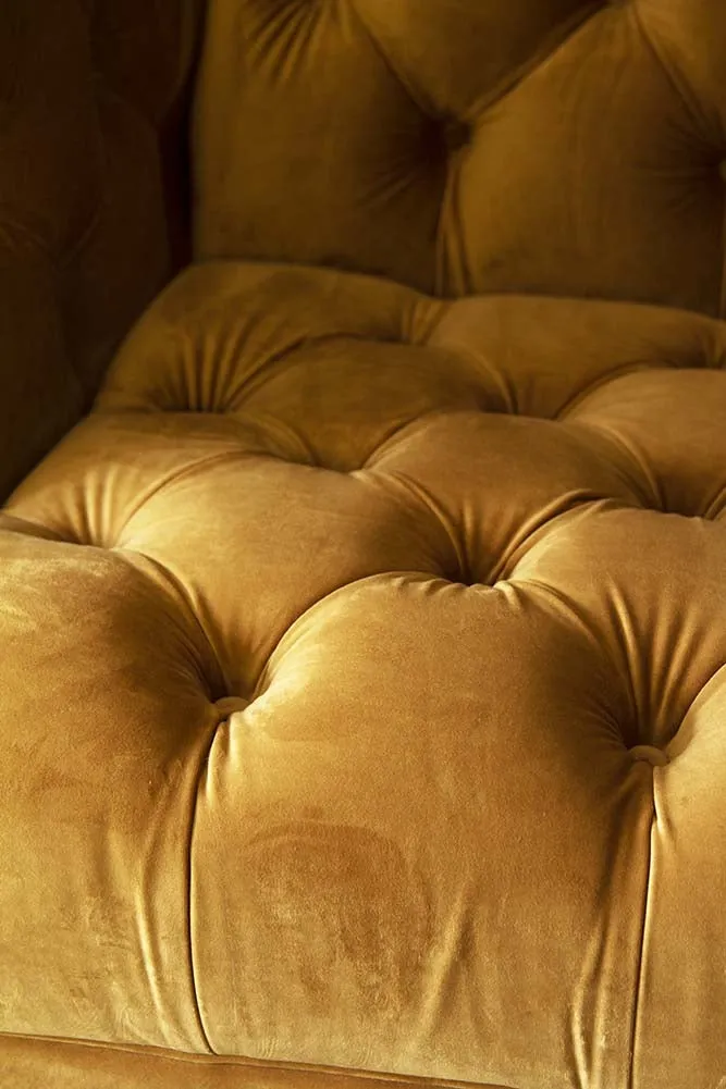 Ochre Gold Velvet Chesterfield 3 Seater Sofa