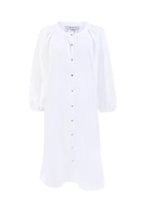 Ophelia White Linen Shirt Dress