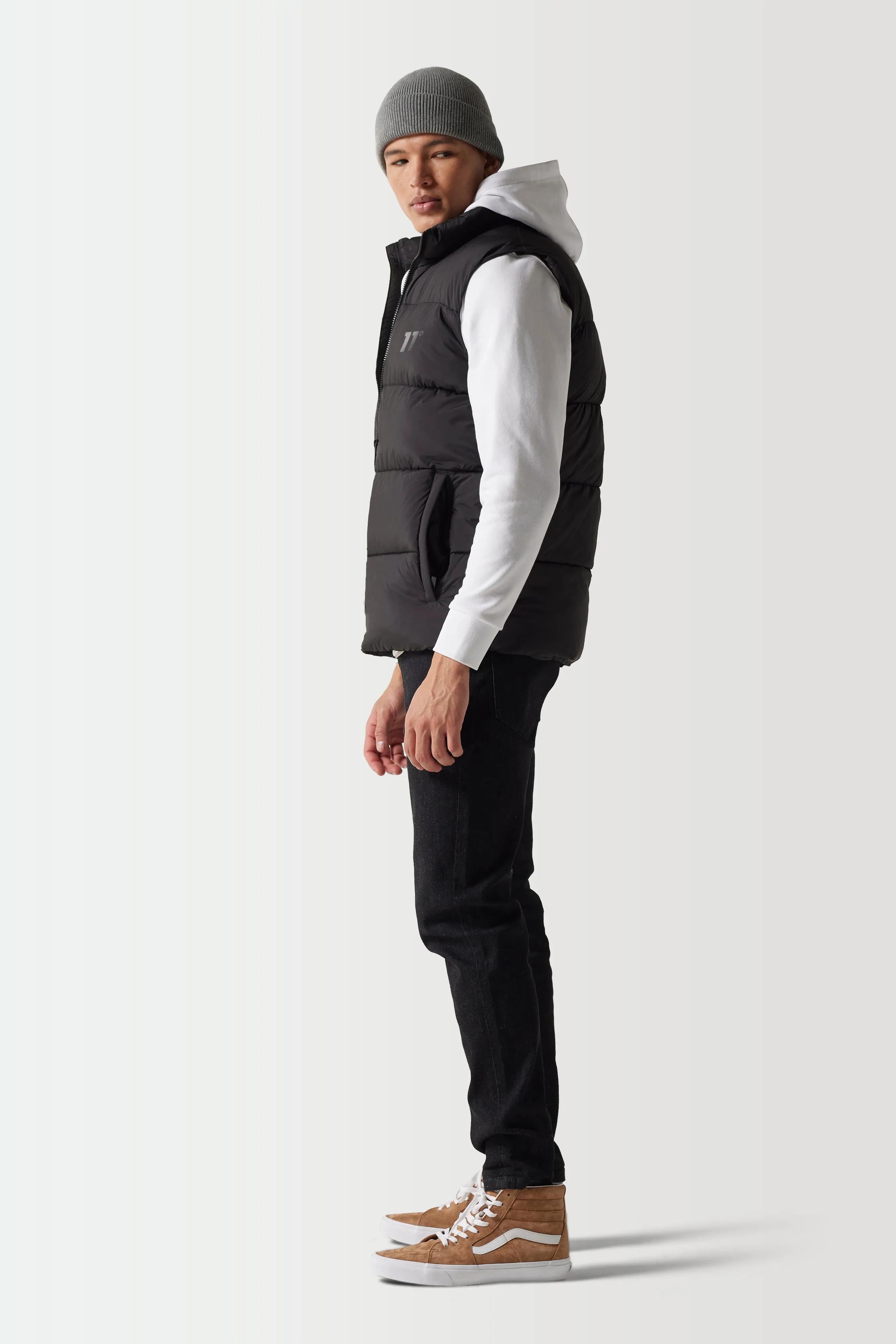 Panel Puffer Gilet - Black