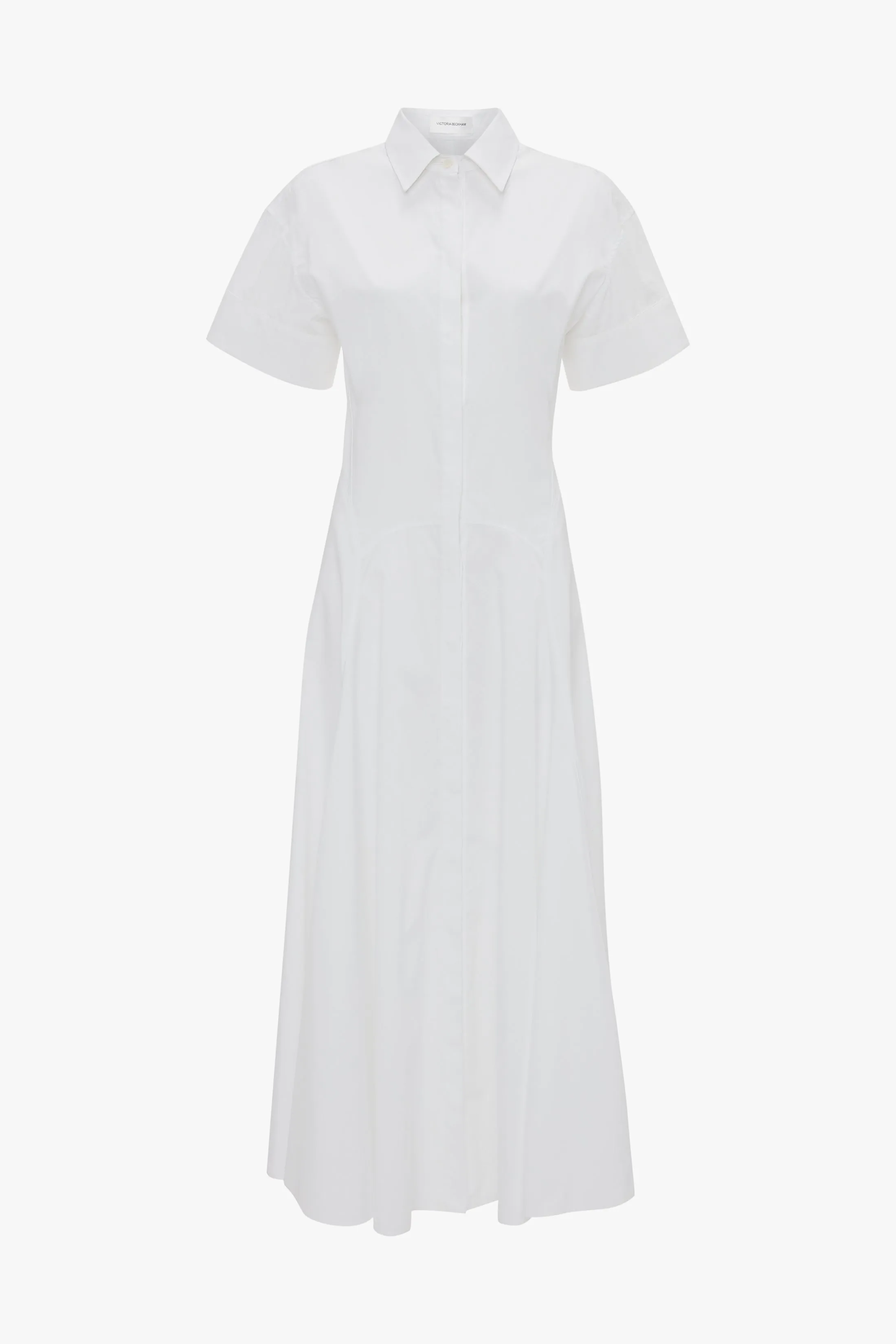 Panelled Shirt Dress In White