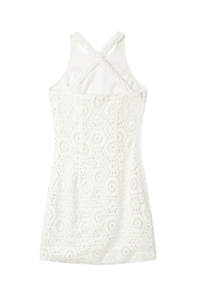 Renee Knit Dress - White Eyelet