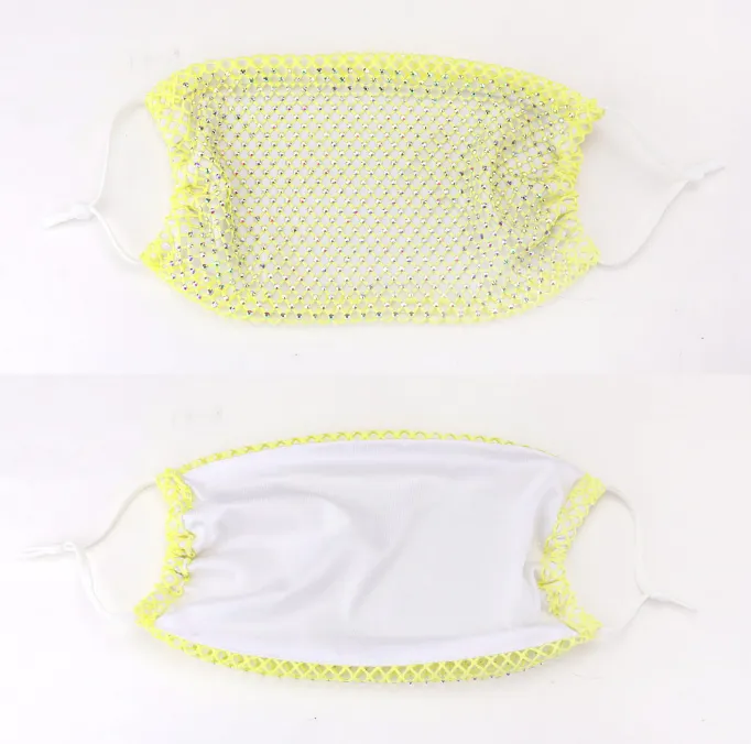 Rhinestone Face Mask - Yellow