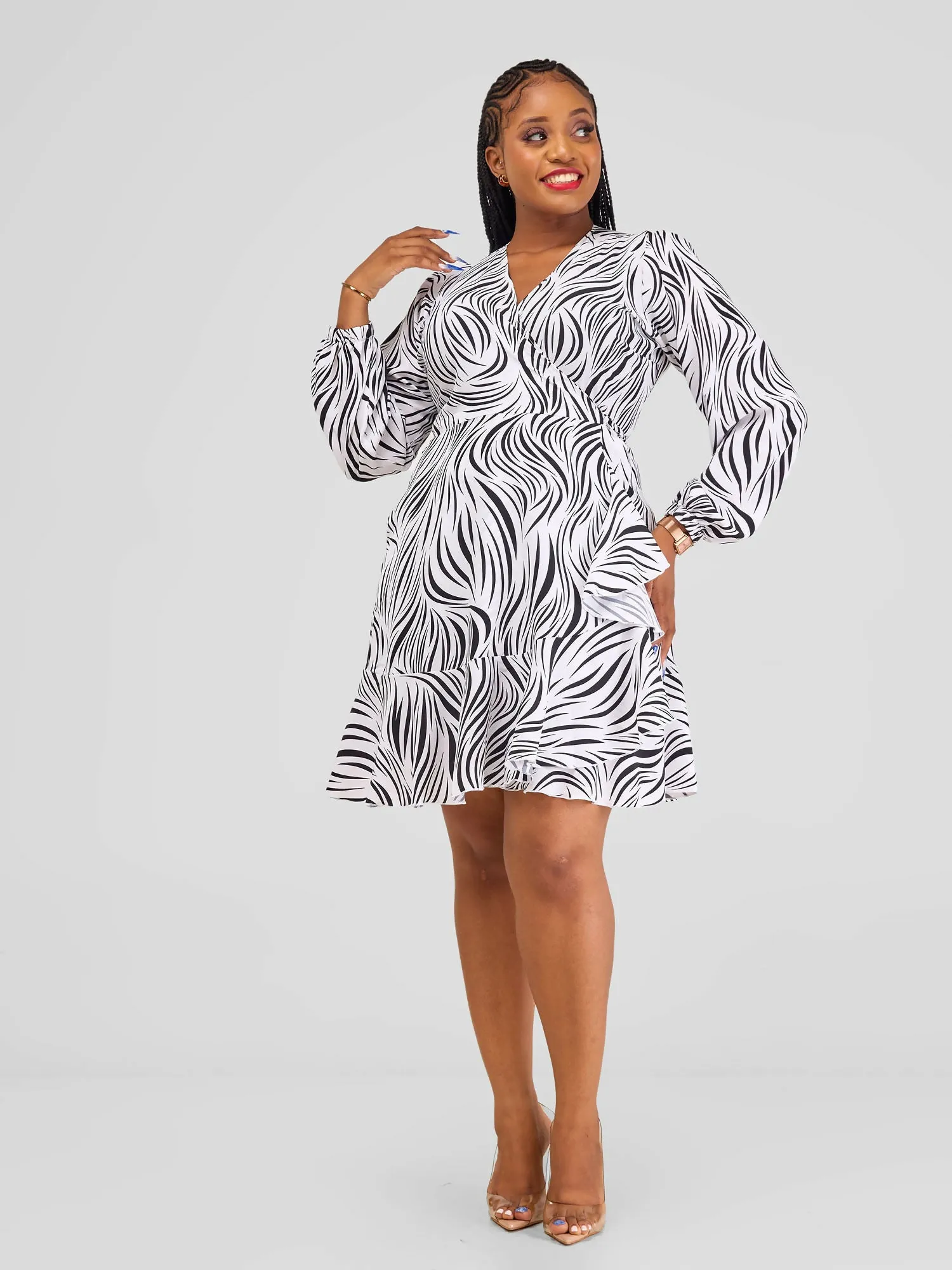 Salok Havilah Kyra Wrap Dress - White Print