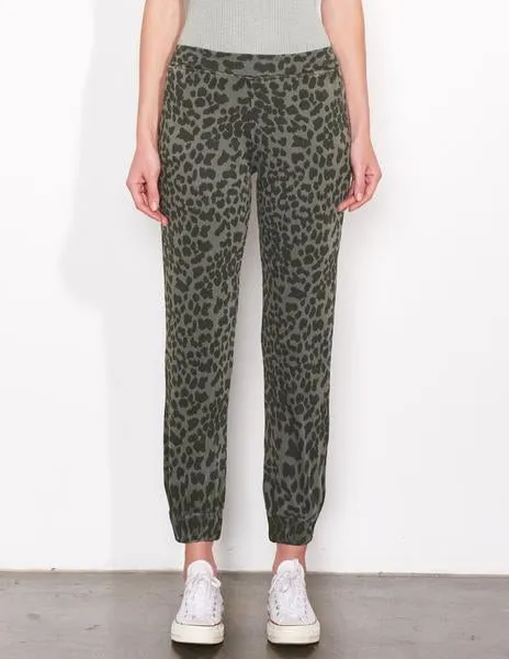 Sundry Leopard Ruched Cuff Sweatpant Pigment Military