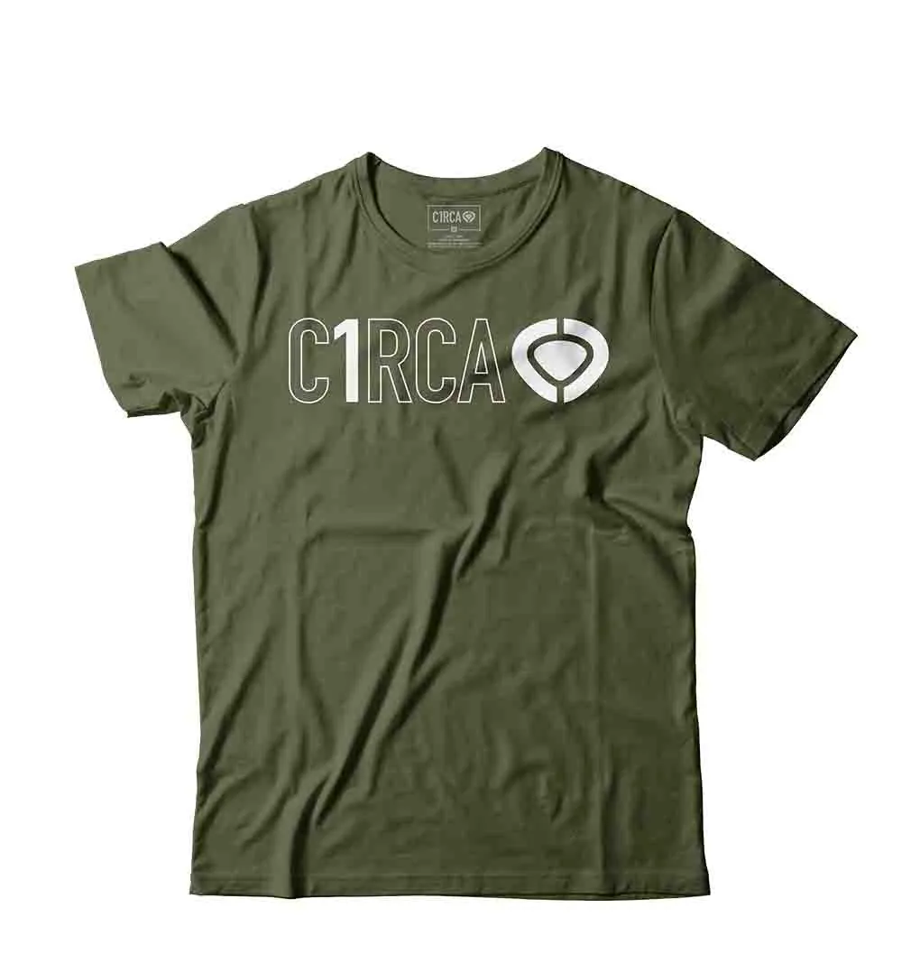 T-Shirt DIN ICON TRACK - Military Green/White