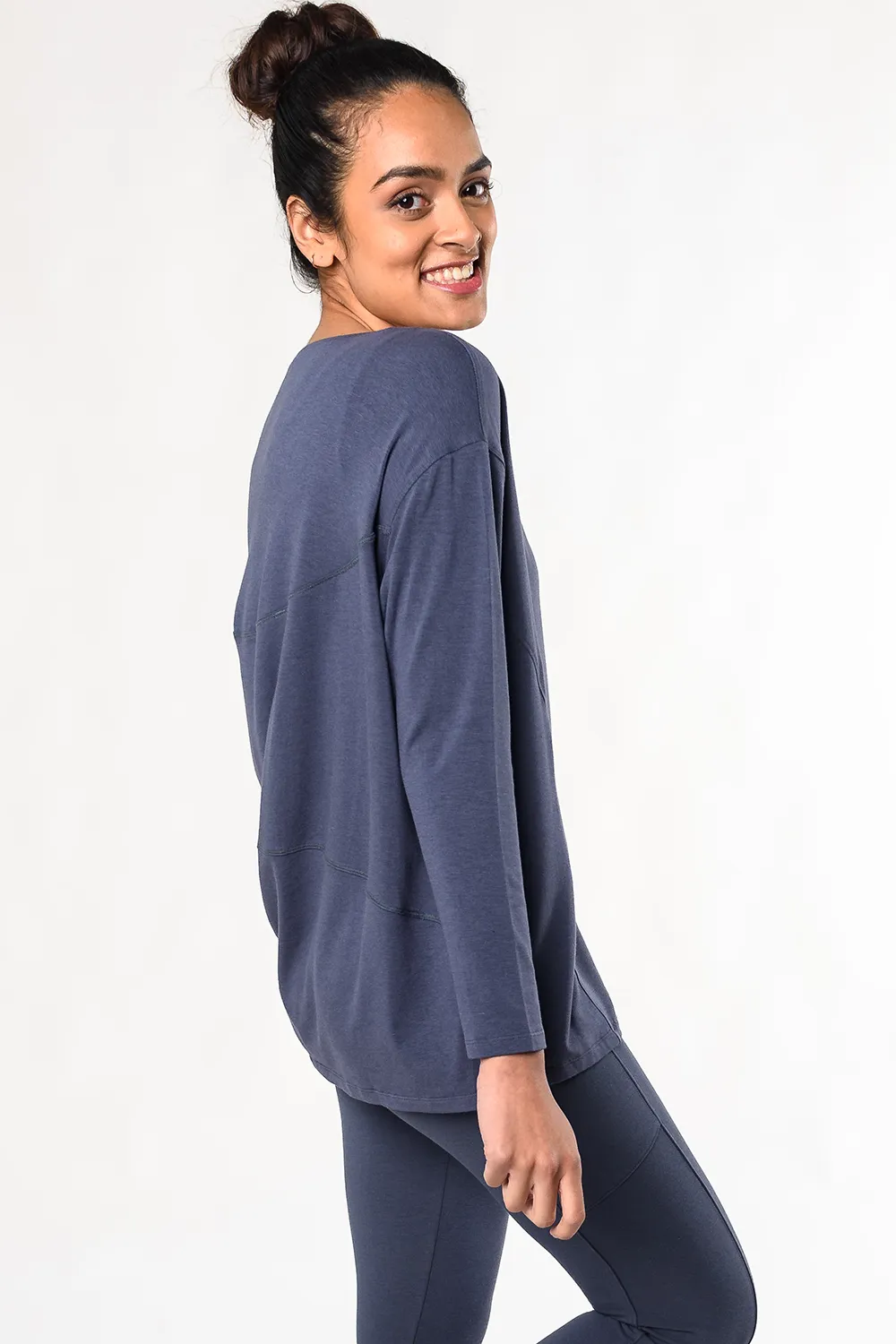 Taryn Cocoon Bamboo Top - Anchor Blue