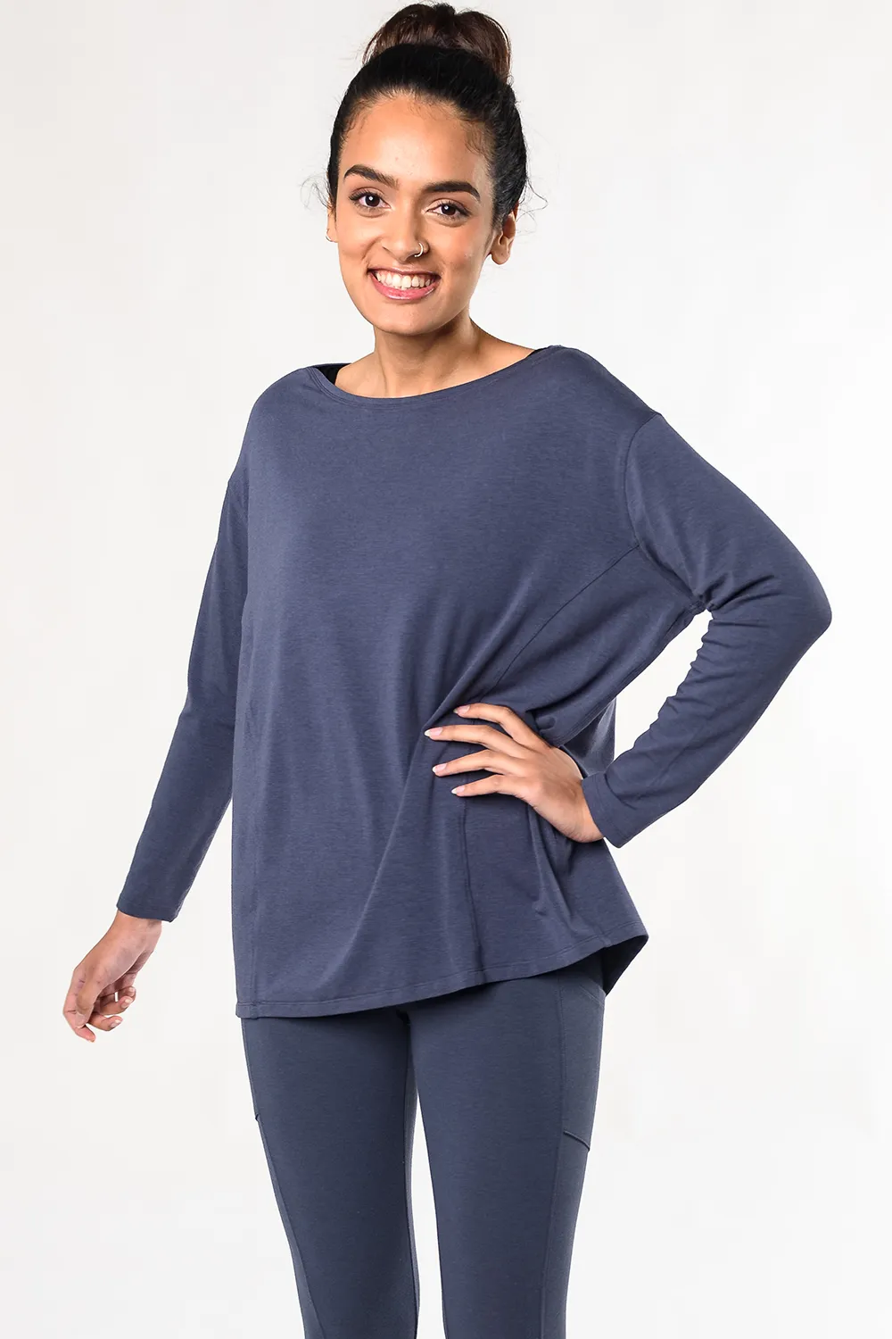 Taryn Cocoon Bamboo Top - Anchor Blue