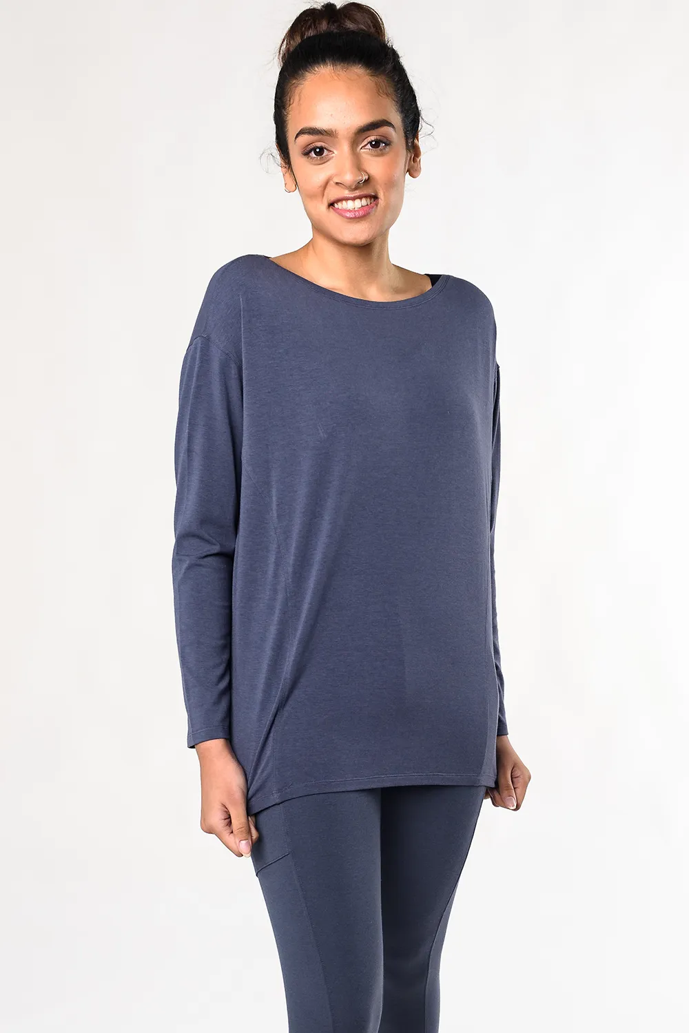 Taryn Cocoon Bamboo Top - Anchor Blue