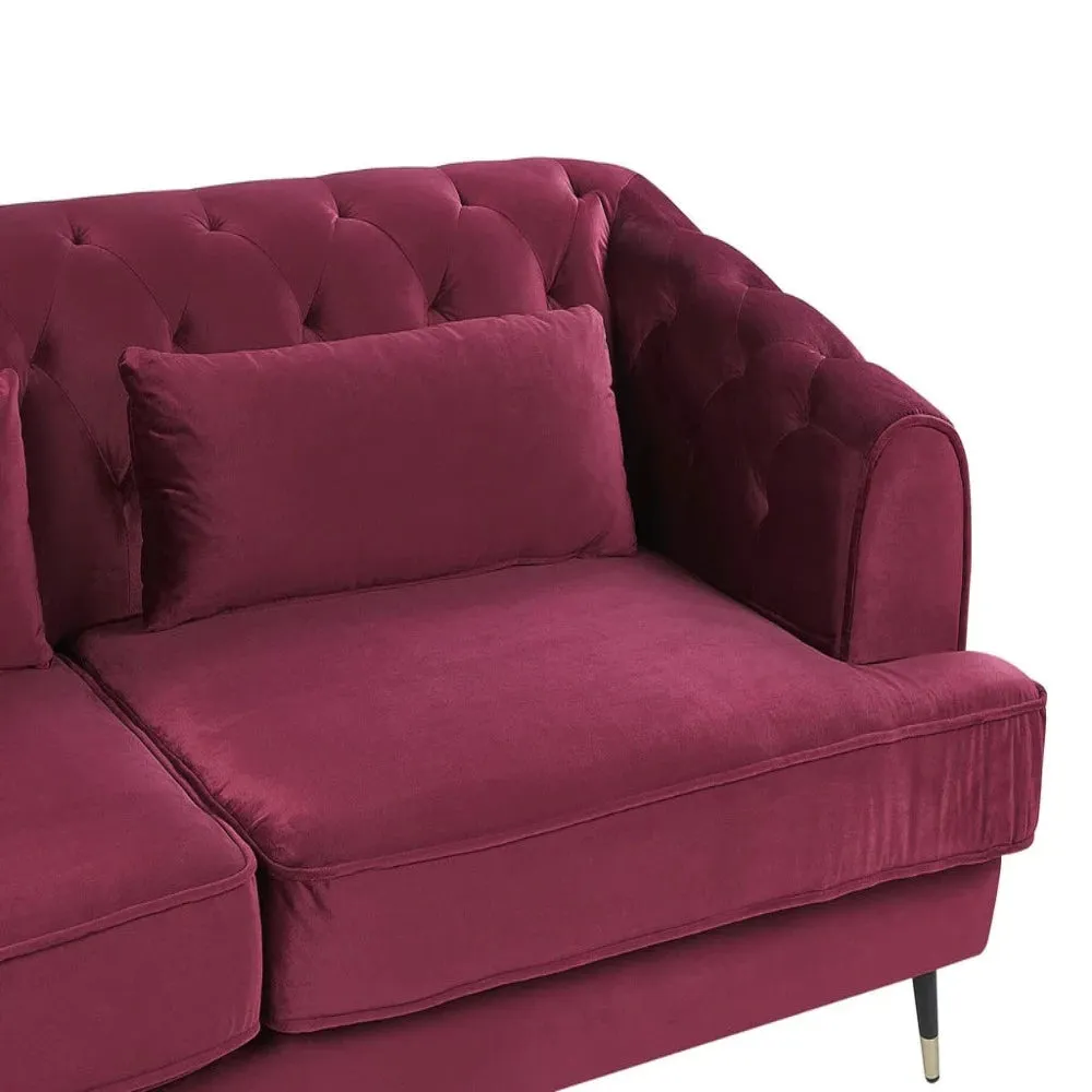 Telly Chesterfield Sofa Set in Burgundy Color