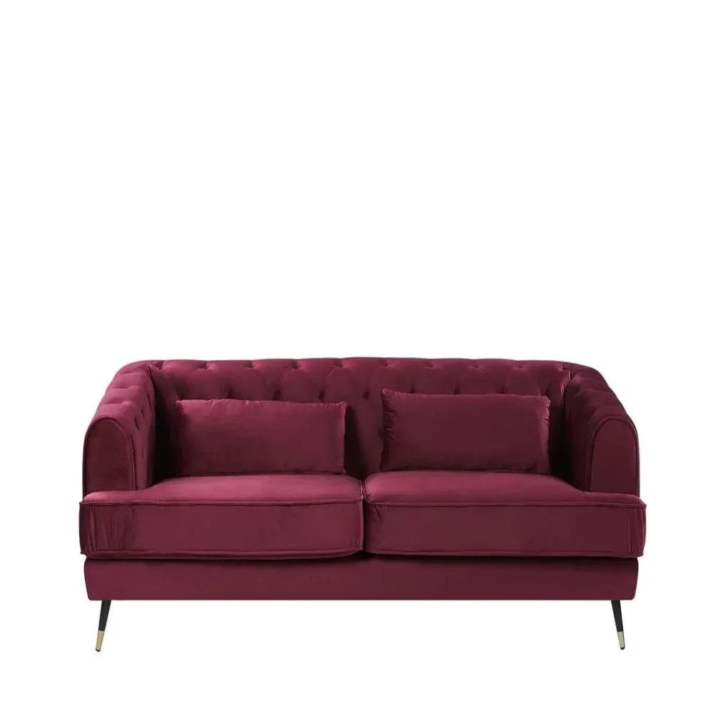 Telly Chesterfield Sofa Set in Burgundy Color